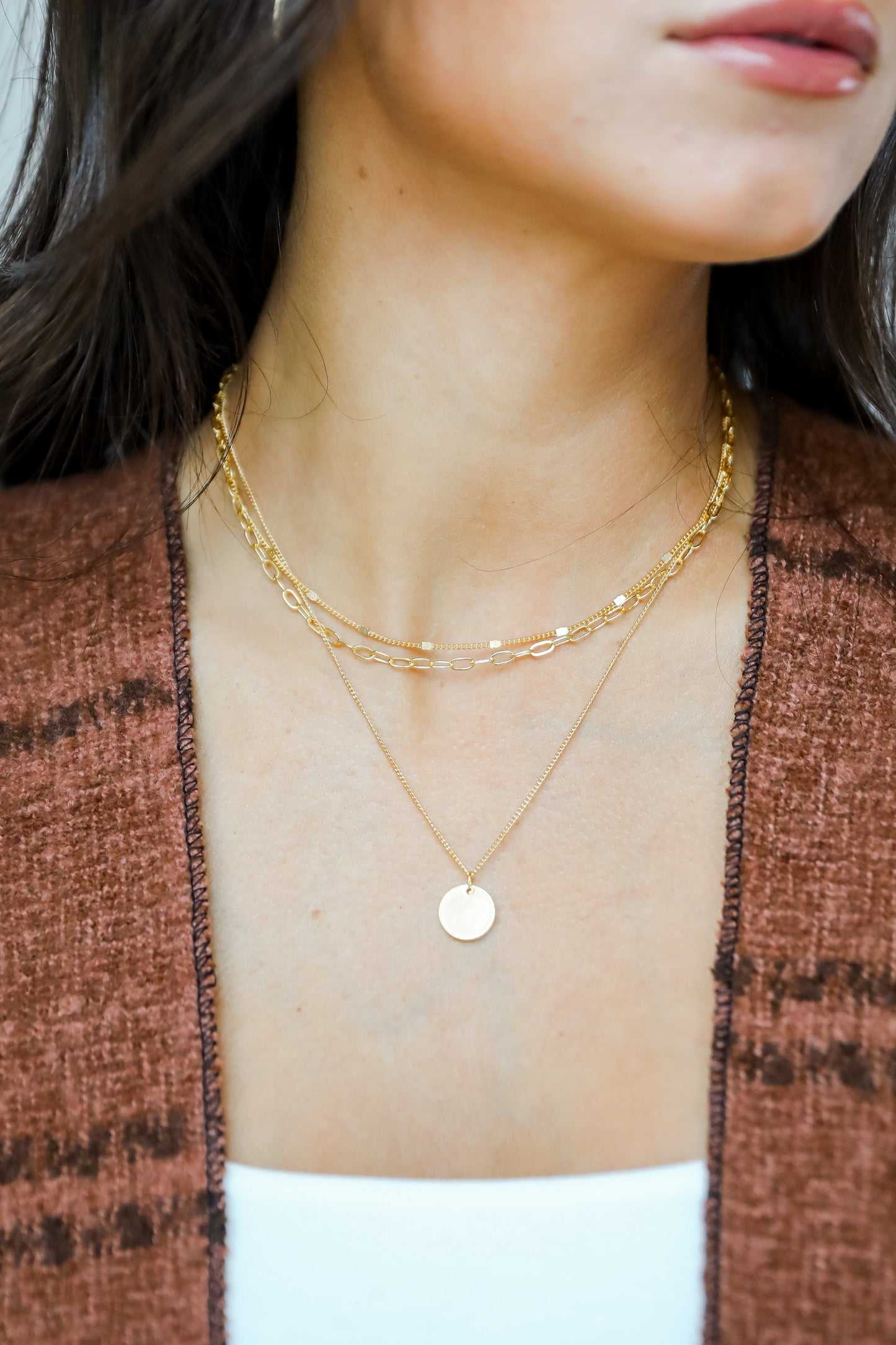 FINAL SALE - Ruby Gold Layered Chain Necklace