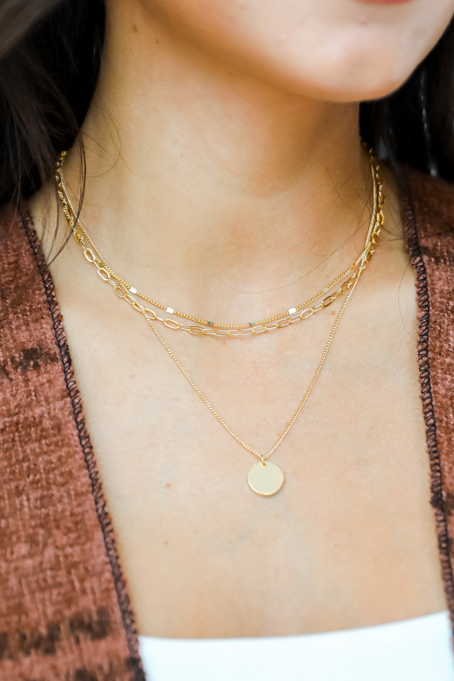 FINAL SALE - Ruby Gold Layered Chain Necklace