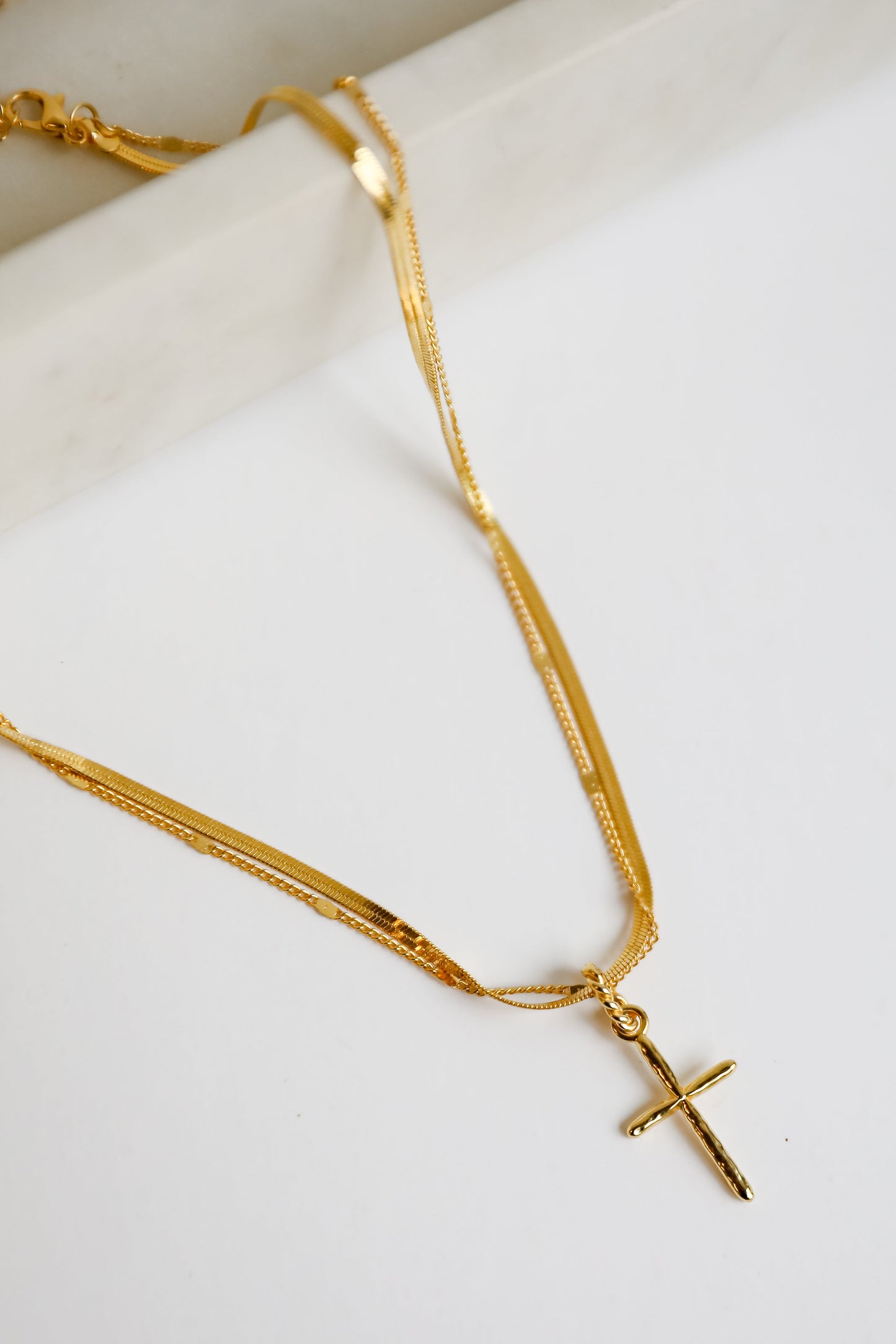 FINAL SALE - Anna Gold Layered Cross Charm Necklace