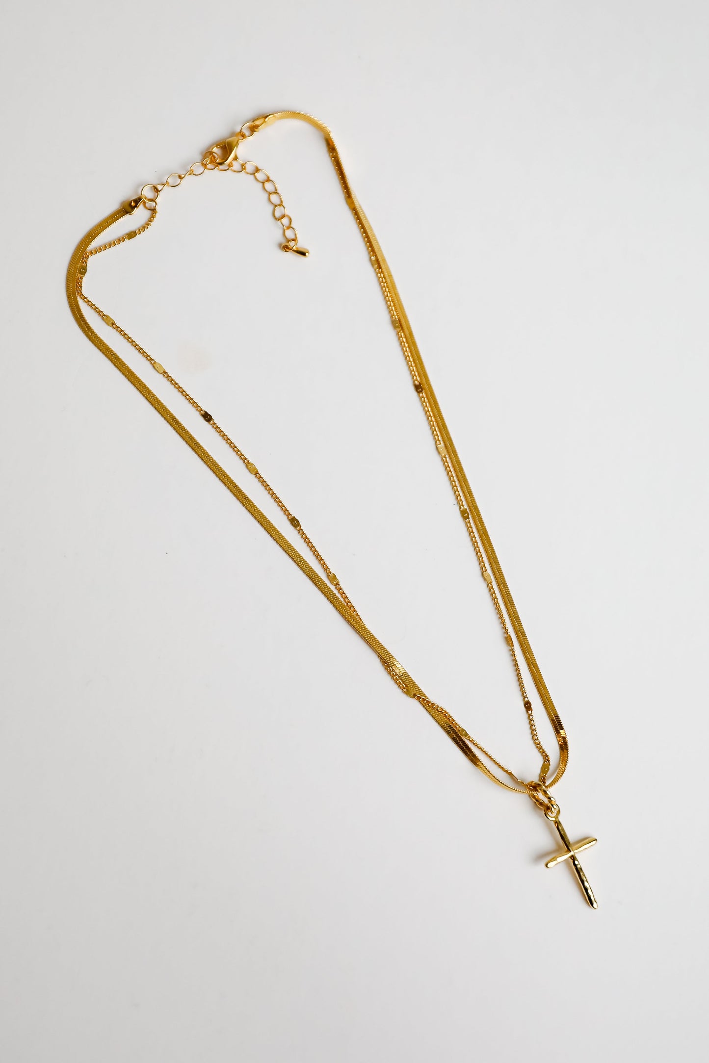 FINAL SALE - Anna Gold Layered Cross Charm Necklace