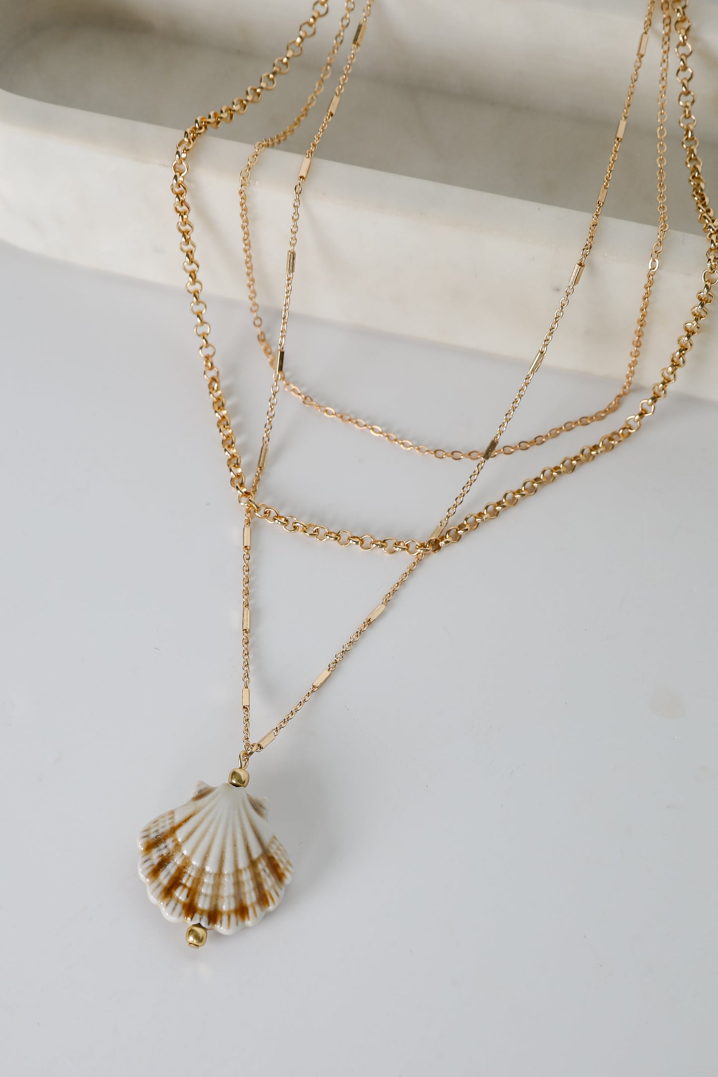 Marina Gold Layered Seashell Charm Necklace