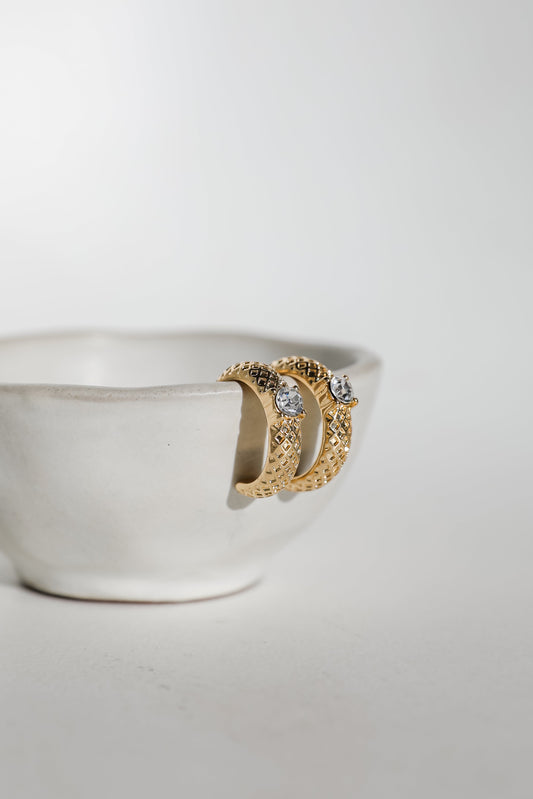 Maria Gold Rhinestone Hoop Earrings