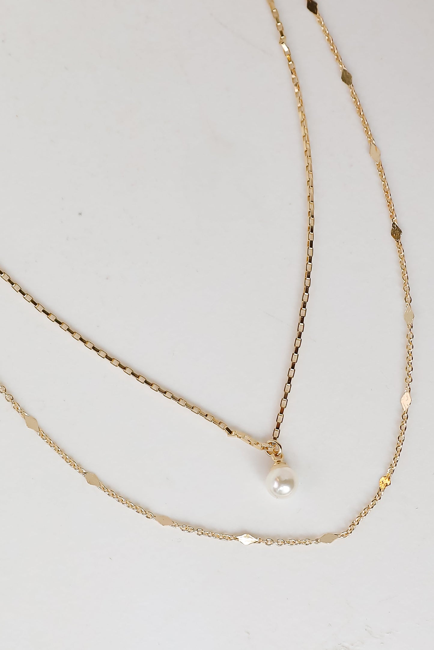 FINAL SALE - Courtney Gold Pearl Charm Layered Necklace