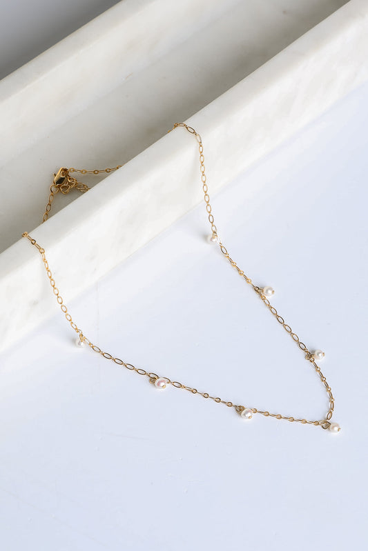 Taylor Gold Pearl Charm Necklace