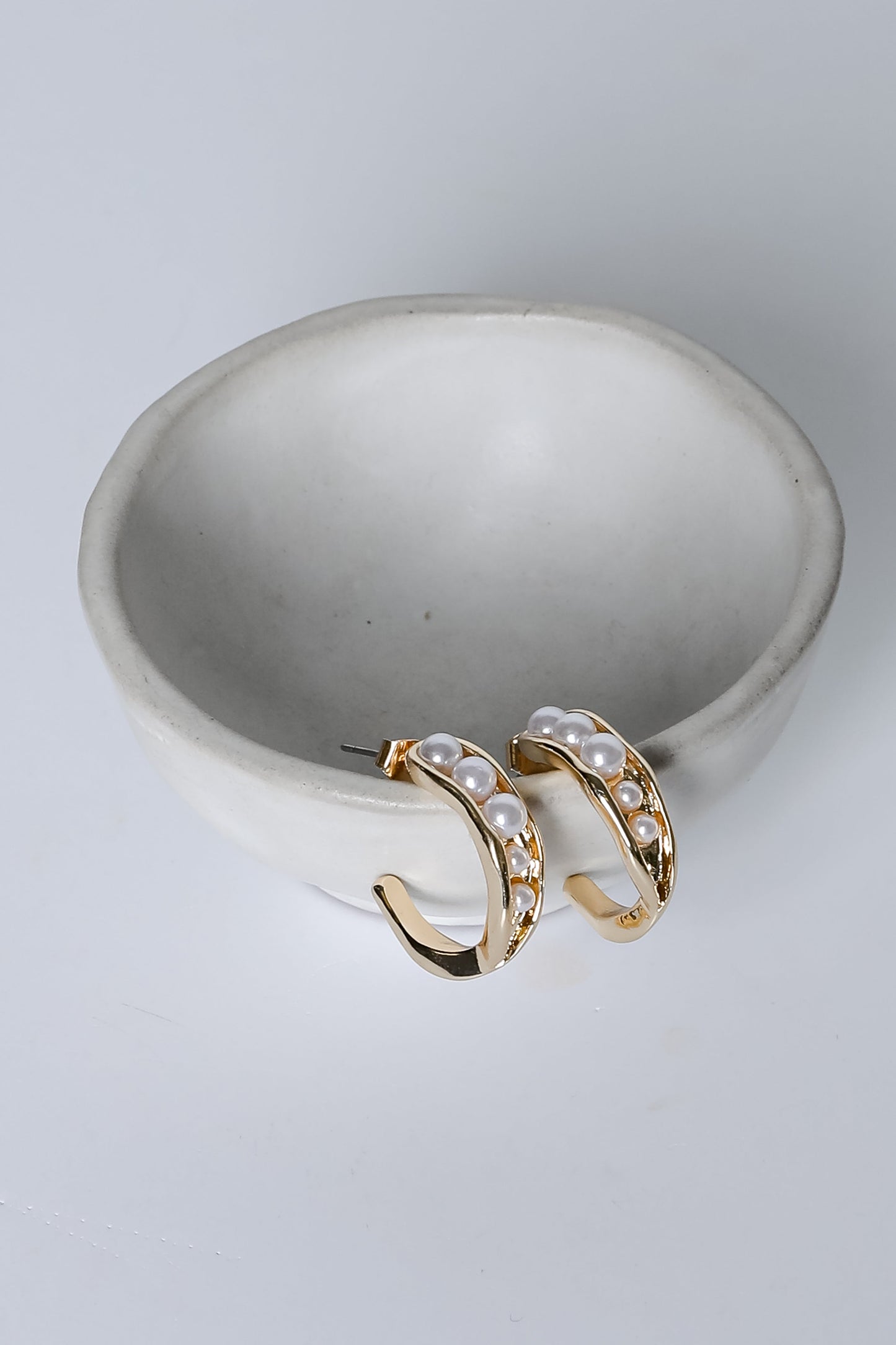 Adeline Gold Pearl Hoop Earrings