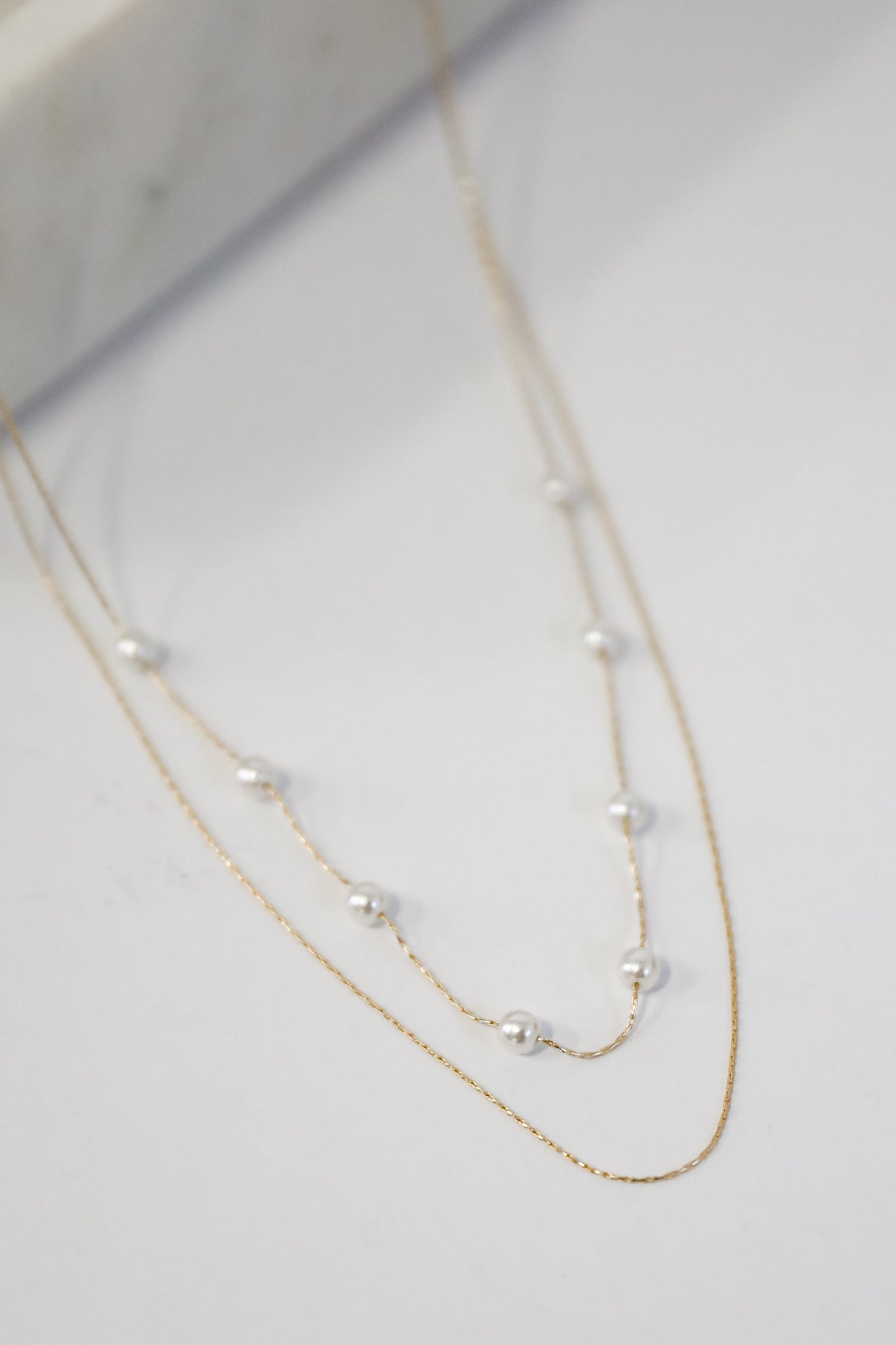 Aubree Gold Pearl Layered Necklace