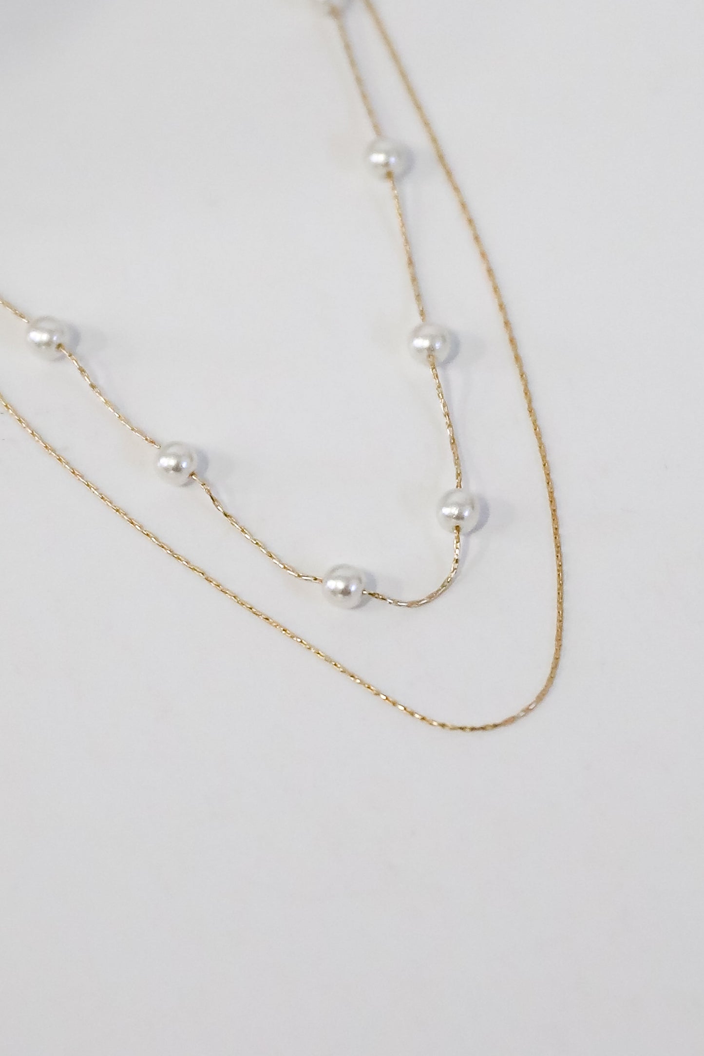 Aubree Gold Pearl Layered Necklace