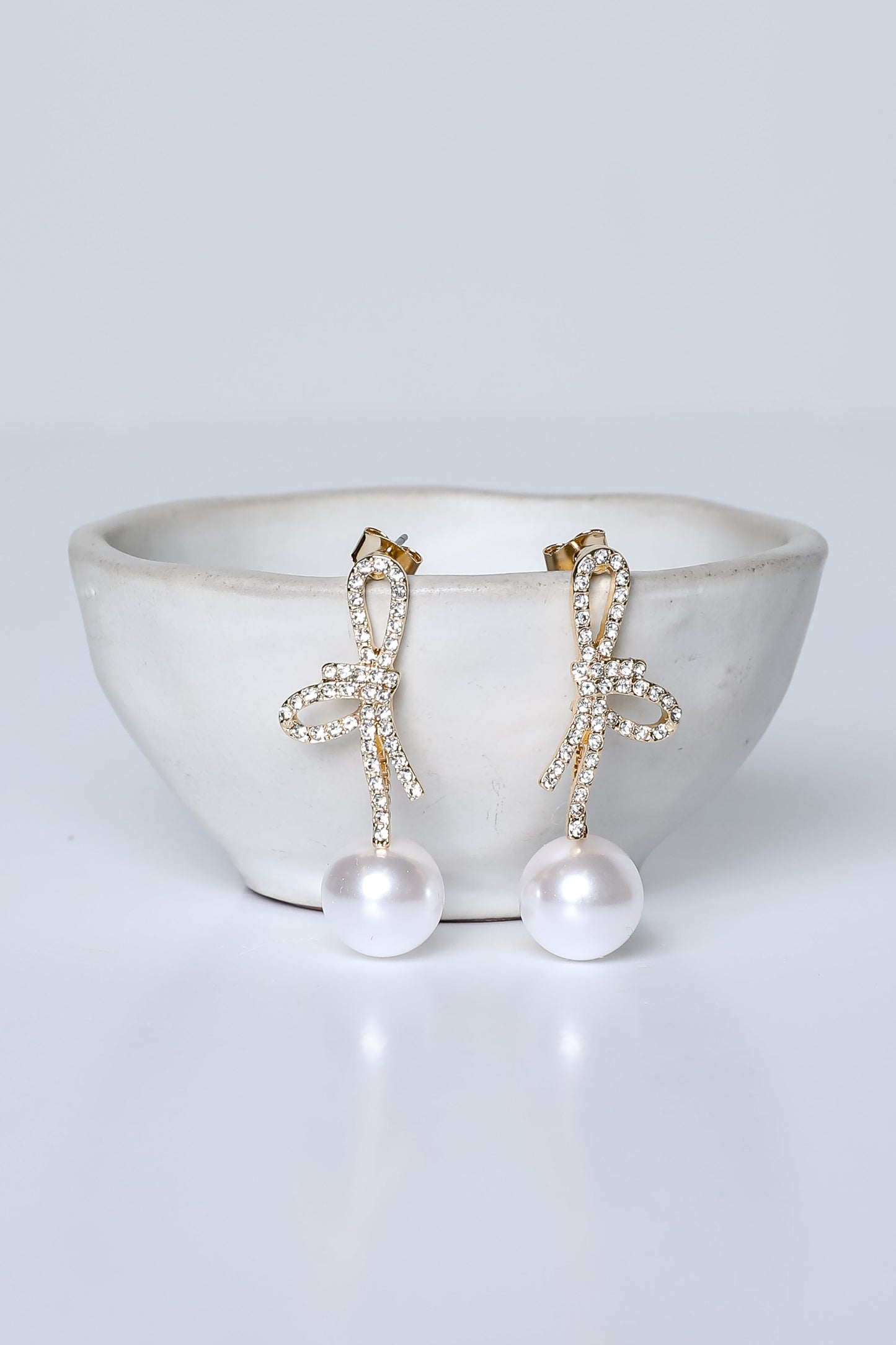 Addy Gold Rhinestone Pearl Drop Earrings
