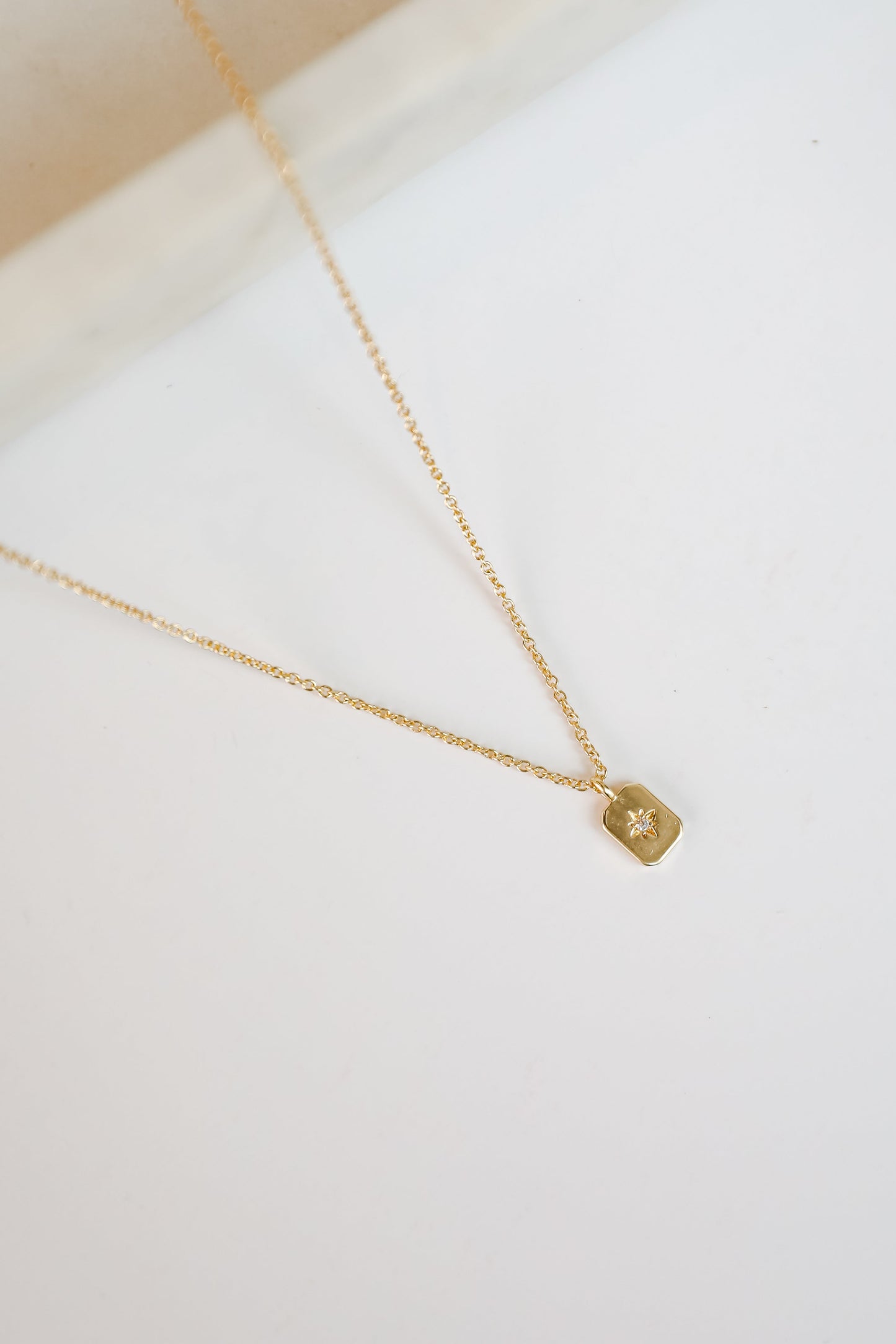 FINAL SALE - Daniella Gold Rectangle Charm Necklace