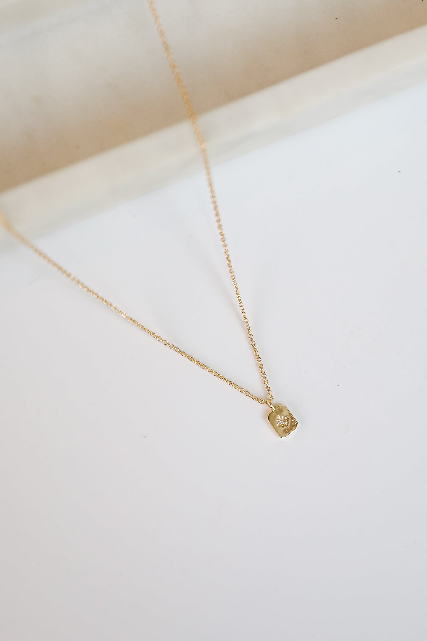 FINAL SALE - Daniella Gold Rectangle Charm Necklace