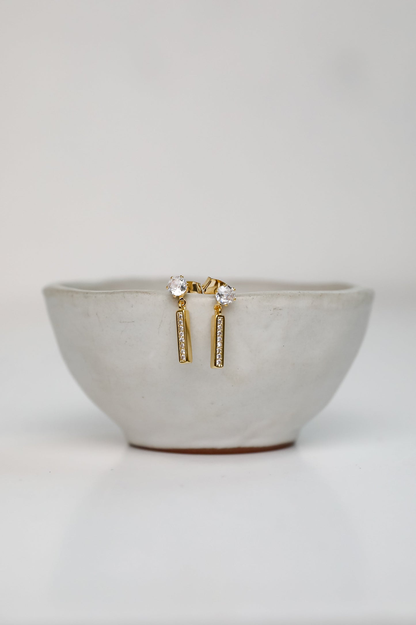 FINAL SALE - Serena Gold Rhinestone Bar Earrings