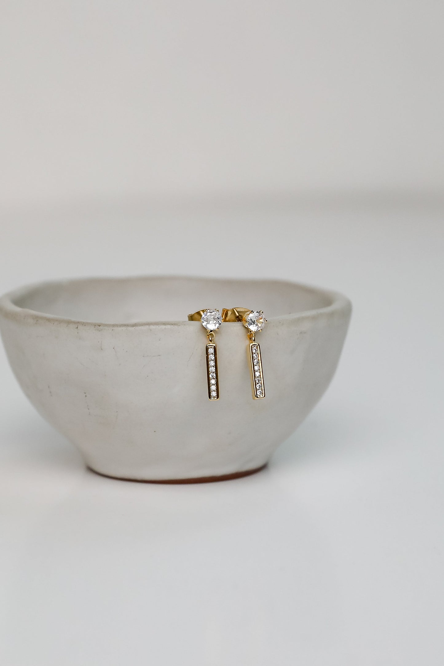 FINAL SALE - Serena Gold Rhinestone Bar Earrings