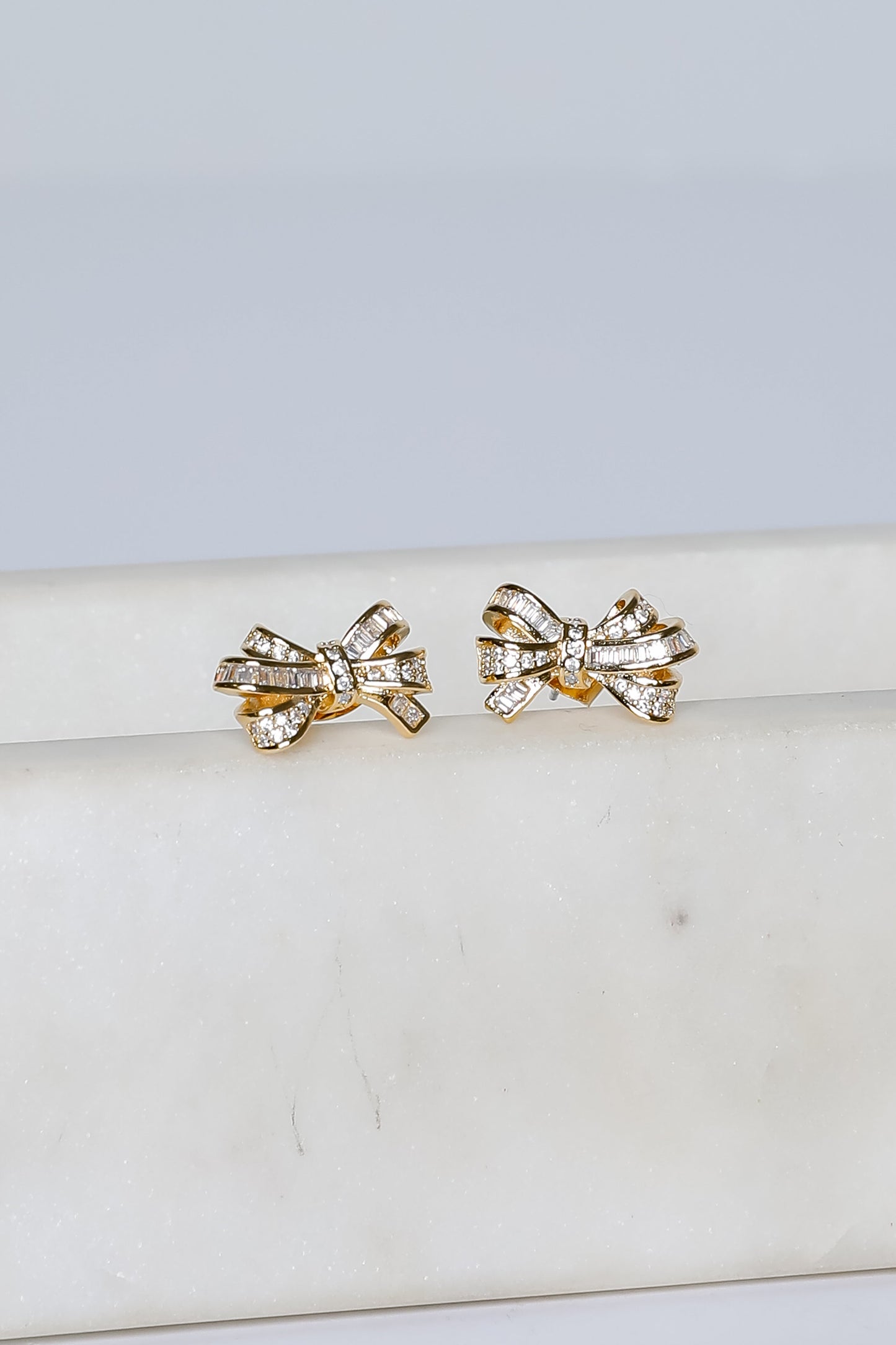 Maya Gold Rhinestone Bow Earrings