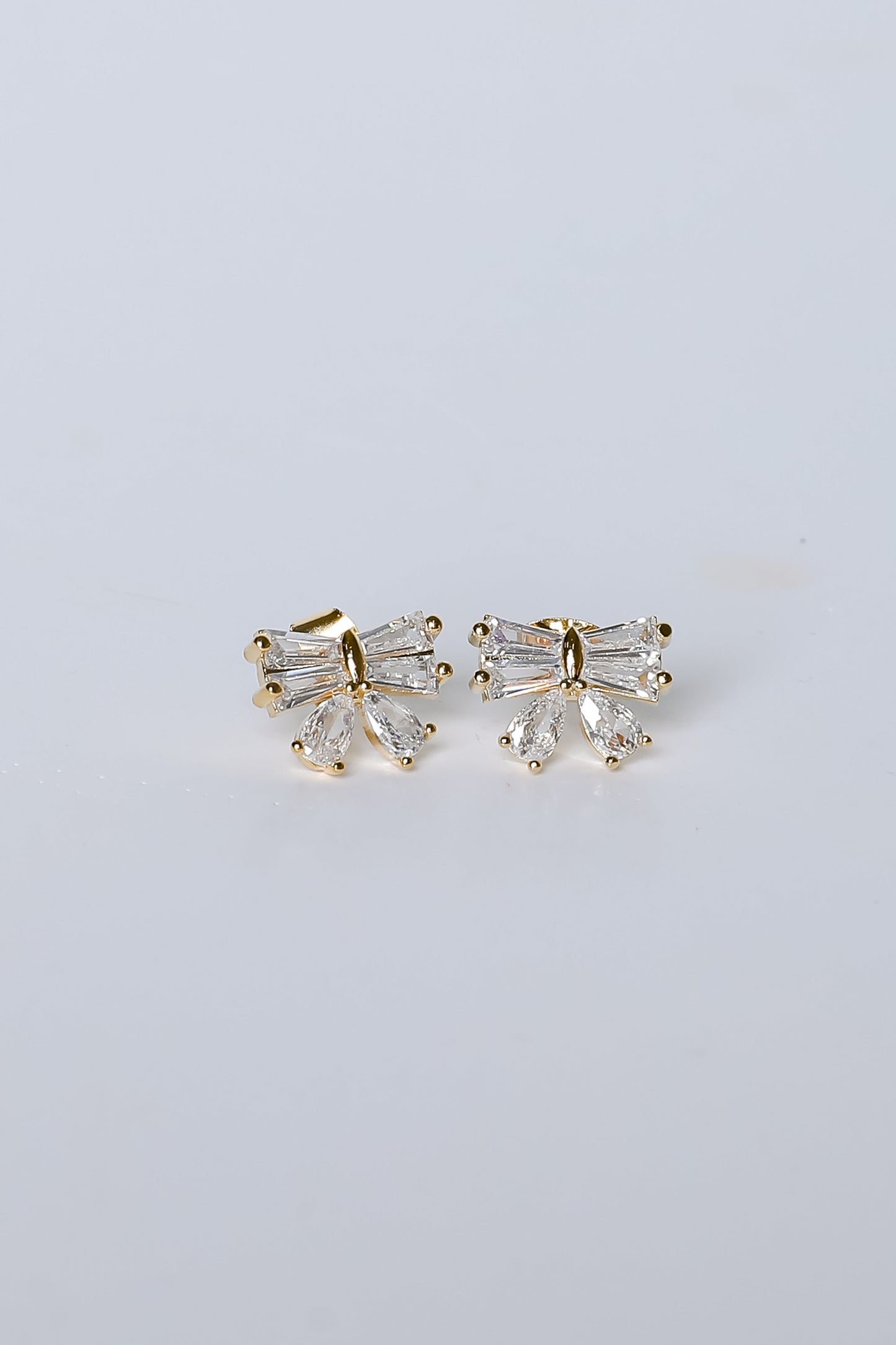 Madison Gold Rhinestone Bow Earrings