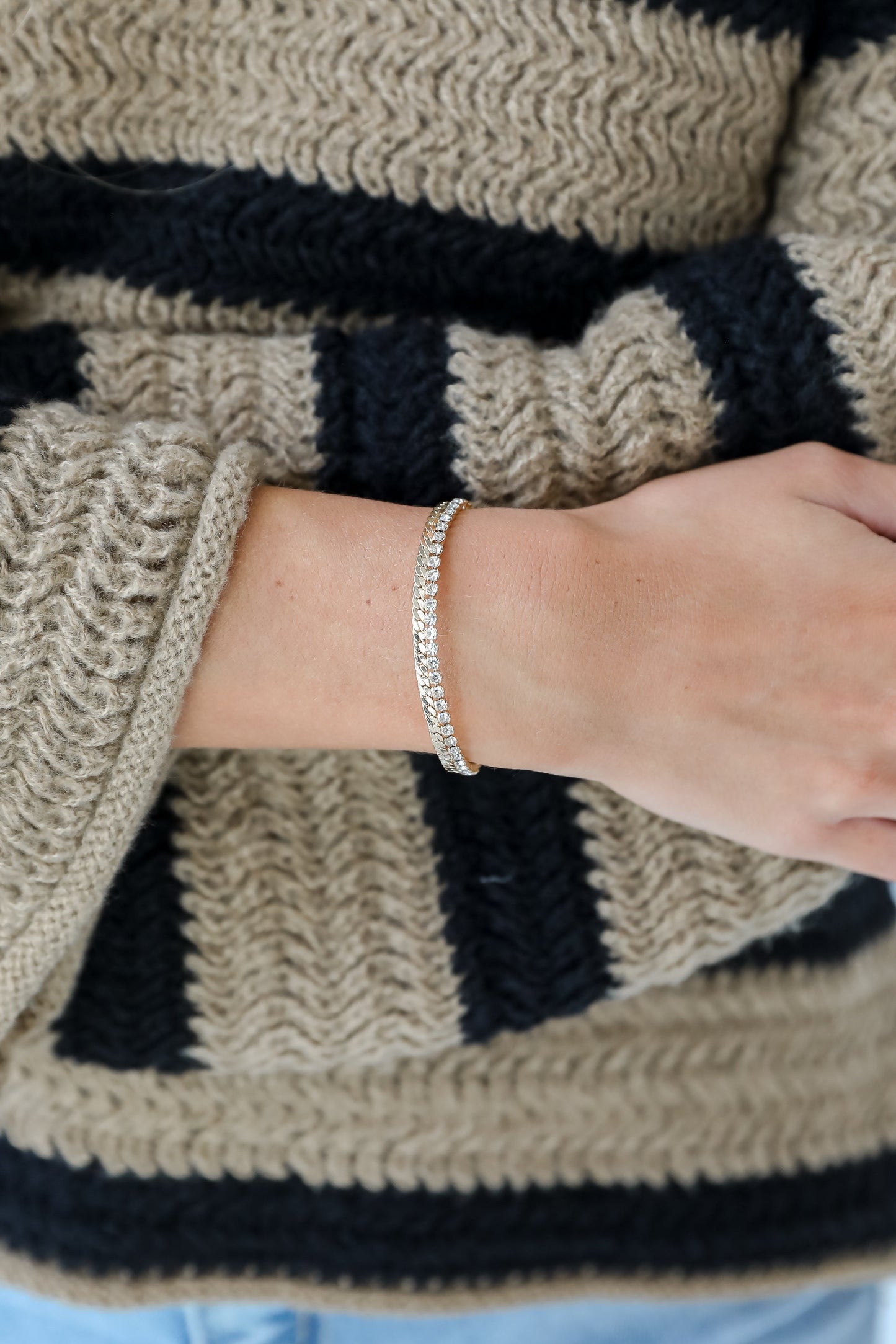 FINAL SALE - Gabriella Gold Rhinestone Chain Bracelet