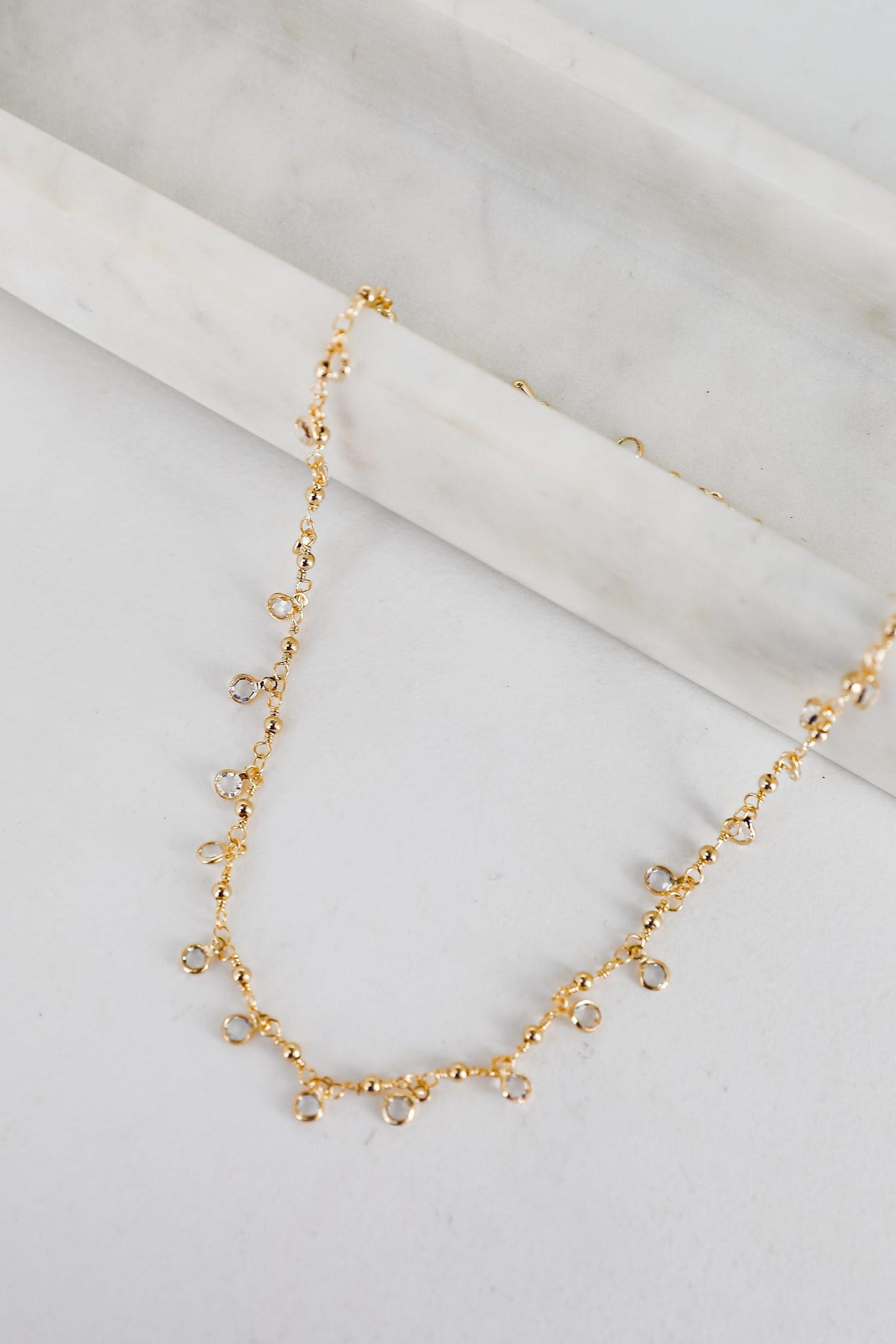 Margaret Gold Rhinestone Charm Necklace