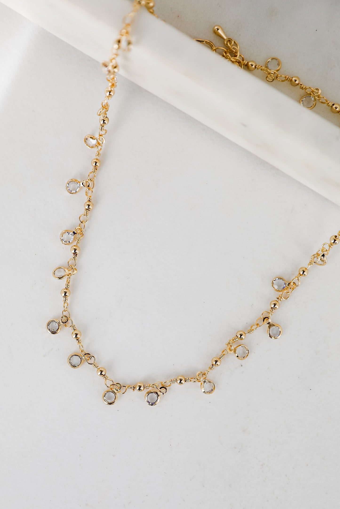 Margaret Gold Rhinestone Charm Necklace