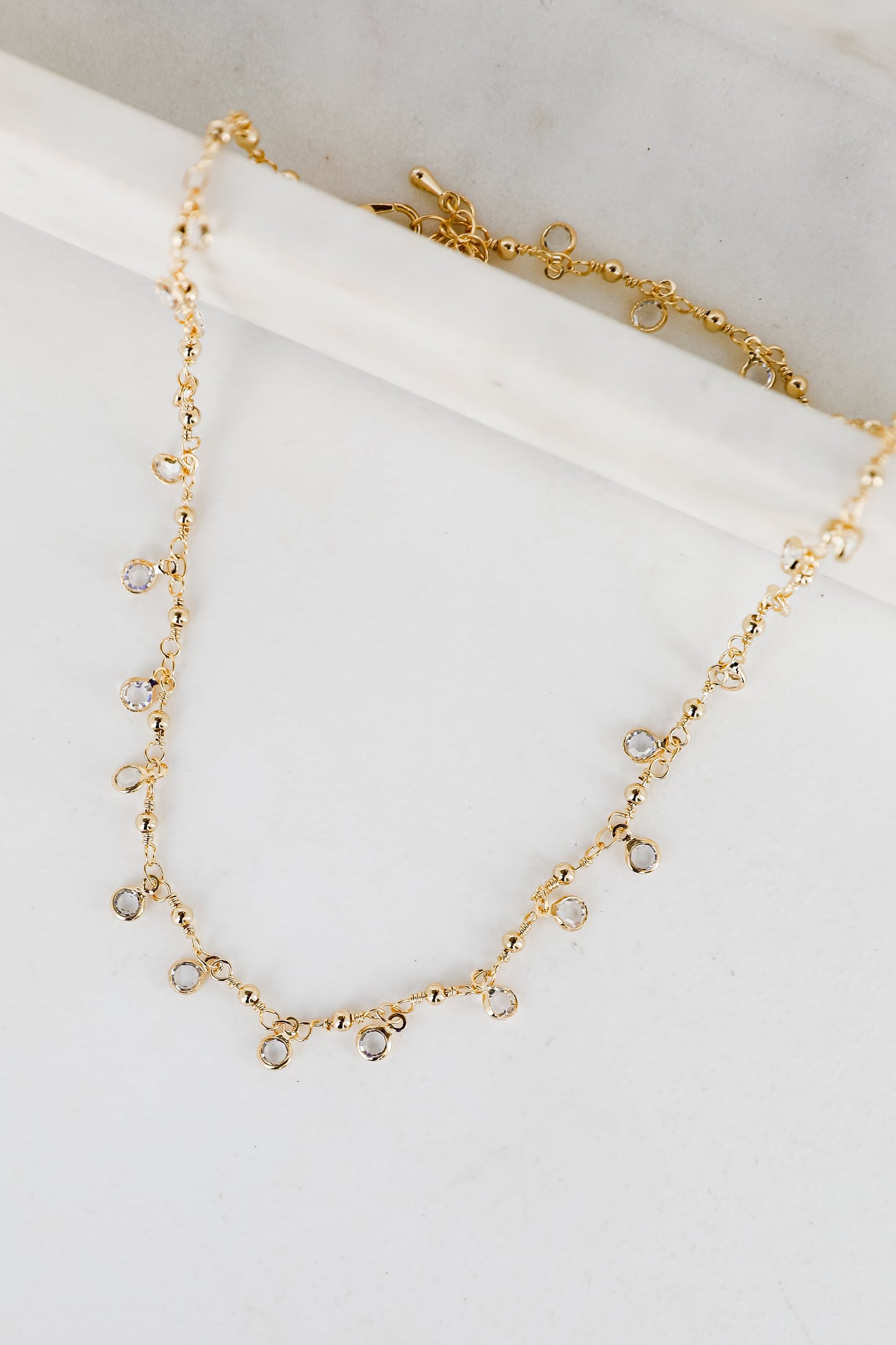 Margaret Gold Rhinestone Charm Necklace