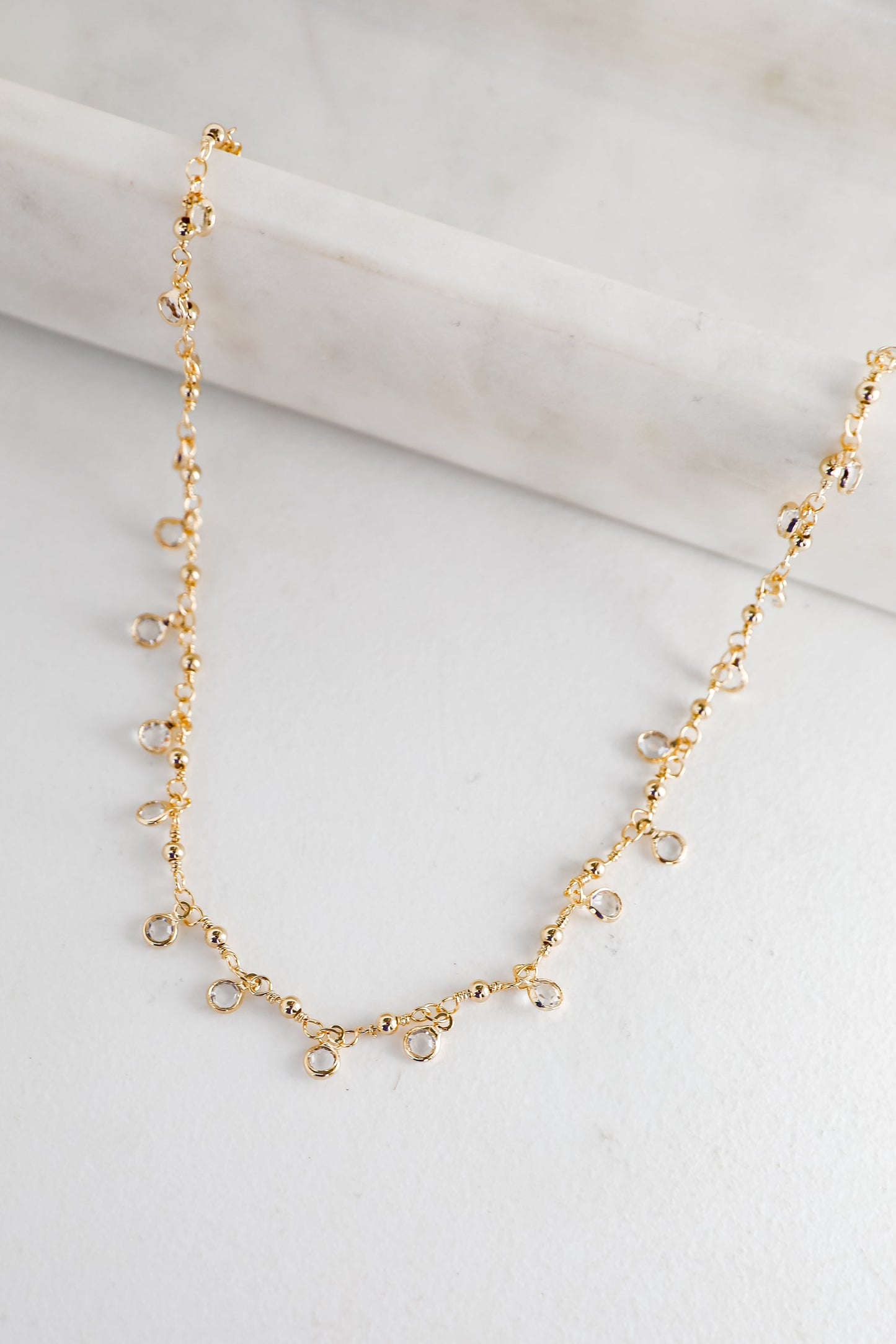 Margaret Gold Rhinestone Charm Necklace