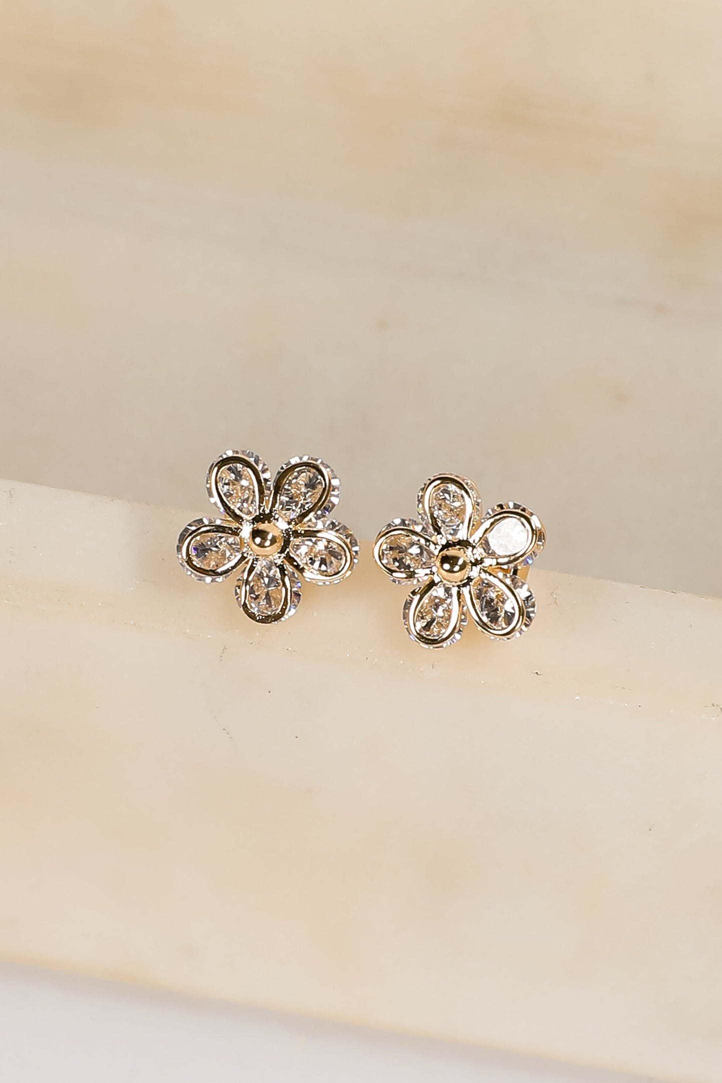 Avery Gold Flower Stud Earrings