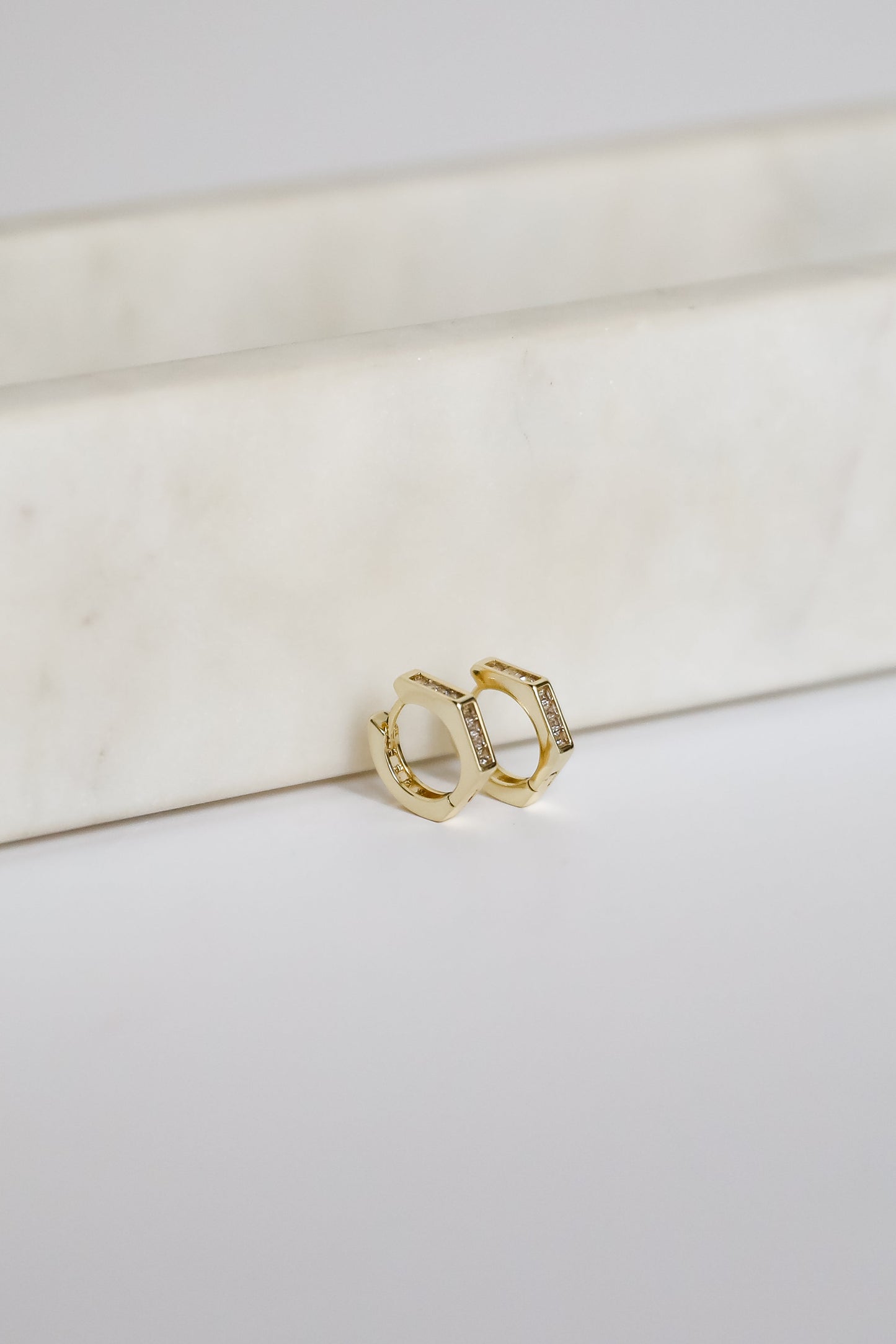 FINAL SALE - Ava Gold Rhinestone Geometric Mini Hoop Earrings