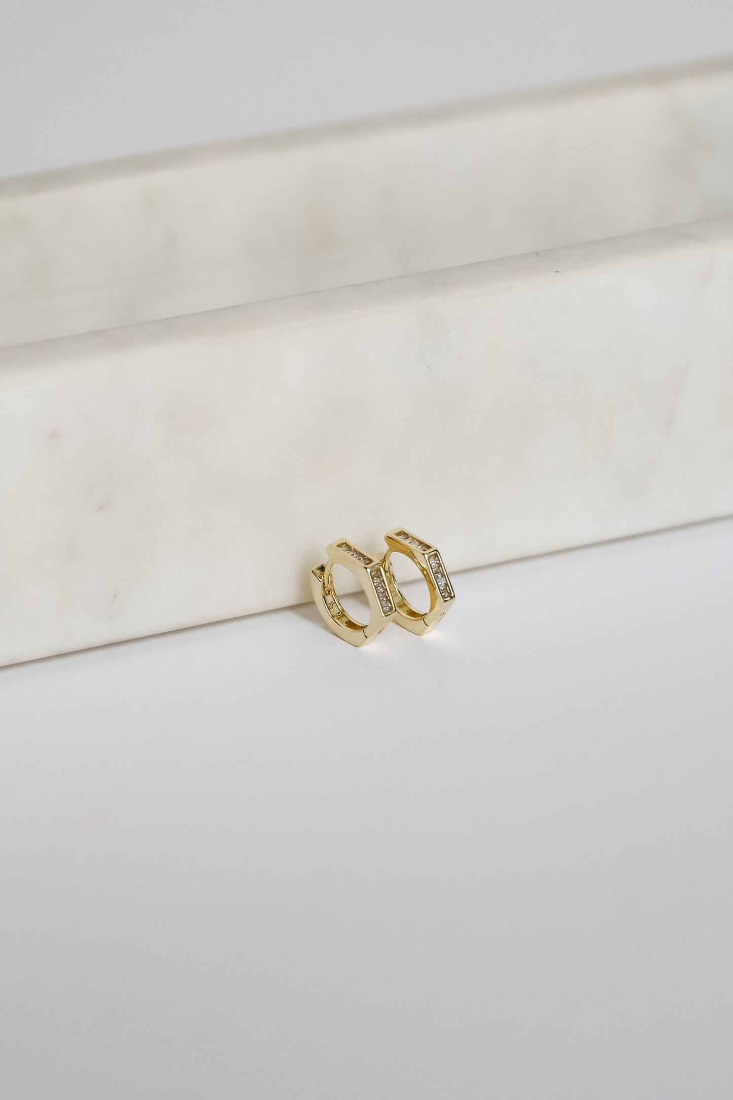 FINAL SALE - Ava Gold Rhinestone Geometric Mini Hoop Earrings
