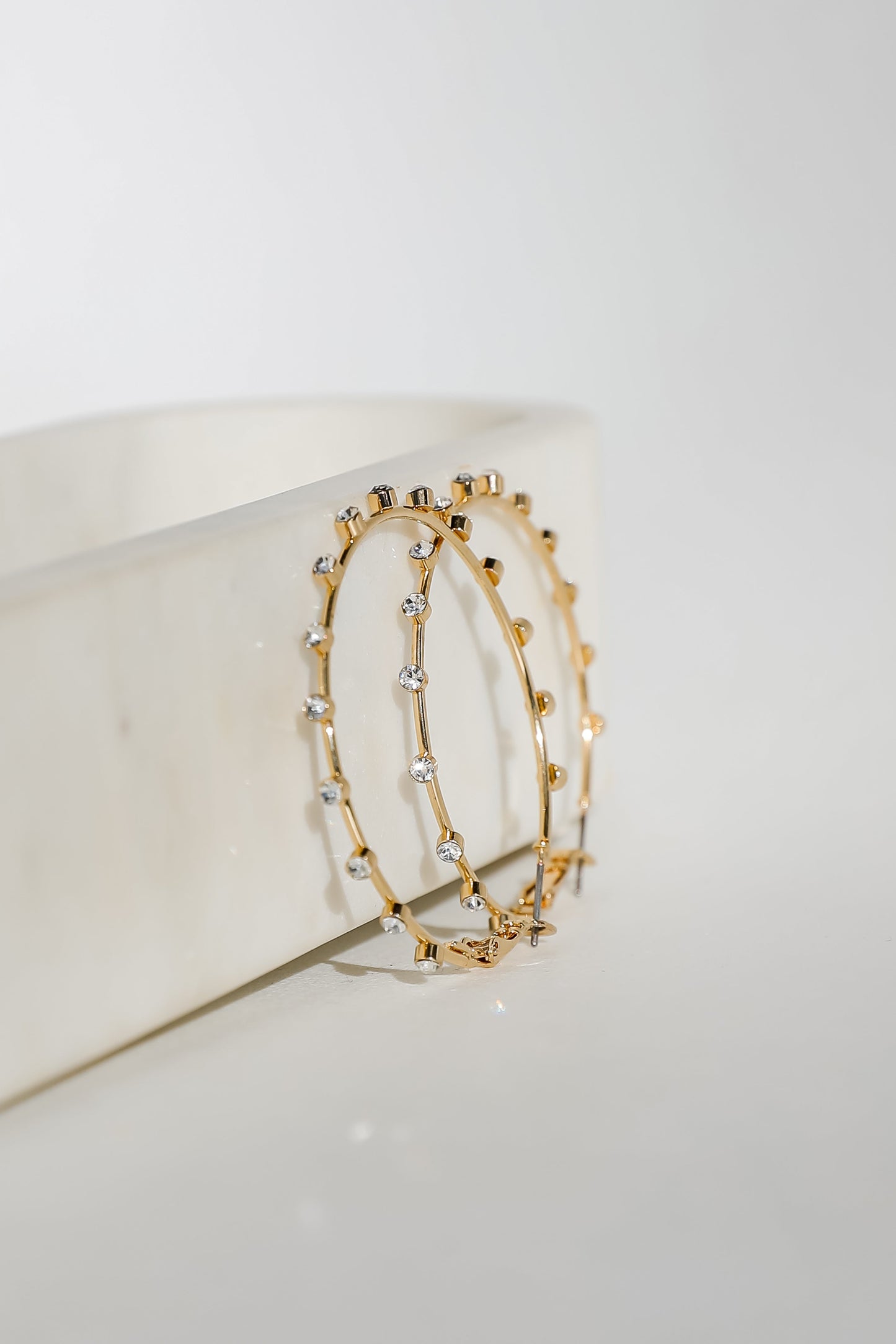 Caroline Gold Rhinestone Hoop Earrings