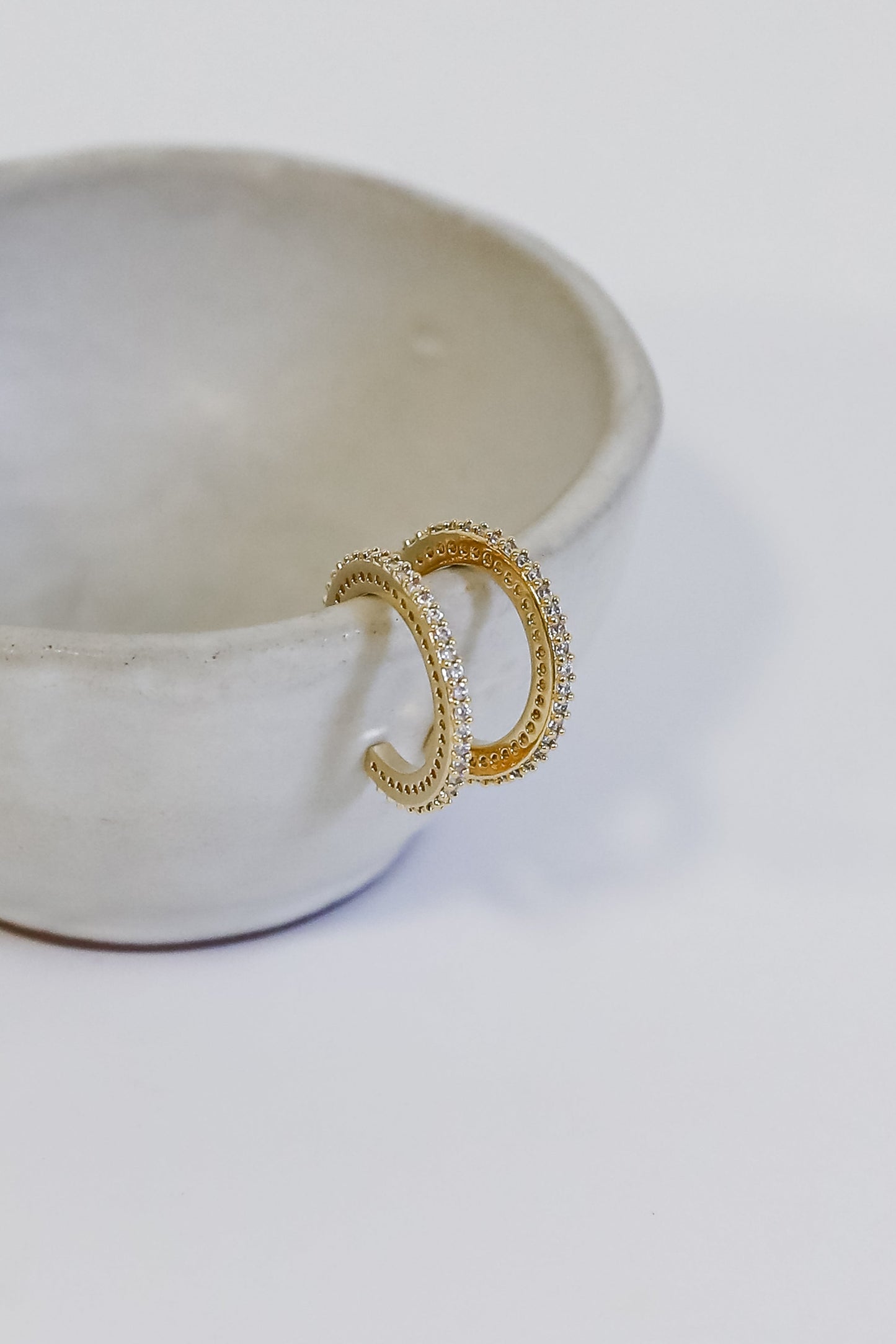 Lennon Gold Rhinestone Mini Hoop Earrings