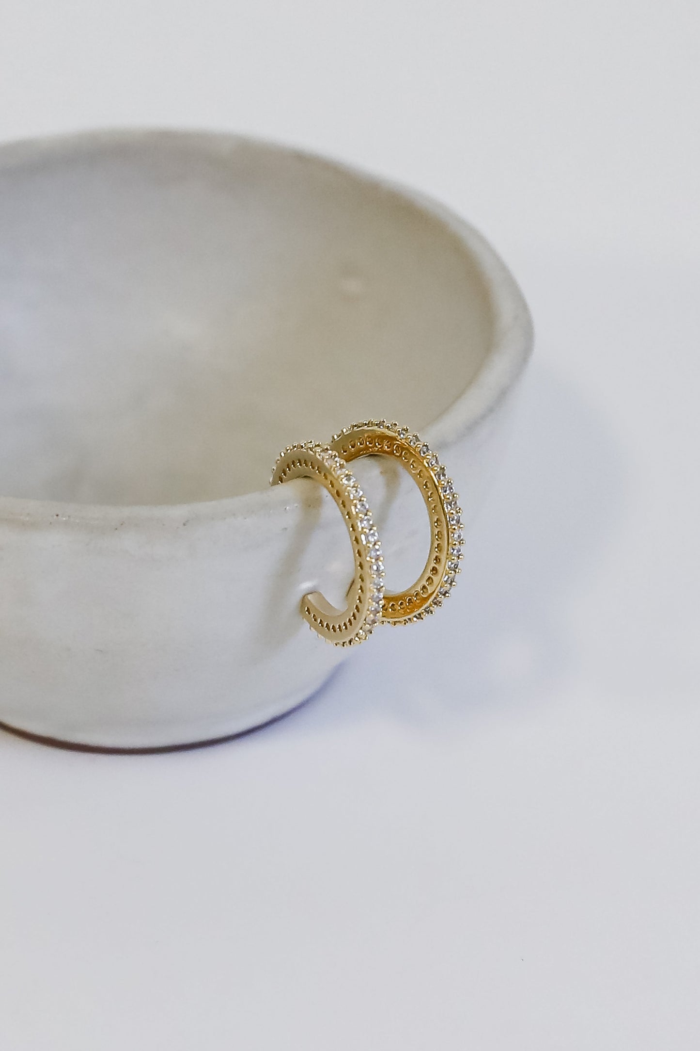 Lennon Gold Rhinestone Mini Hoop Earrings