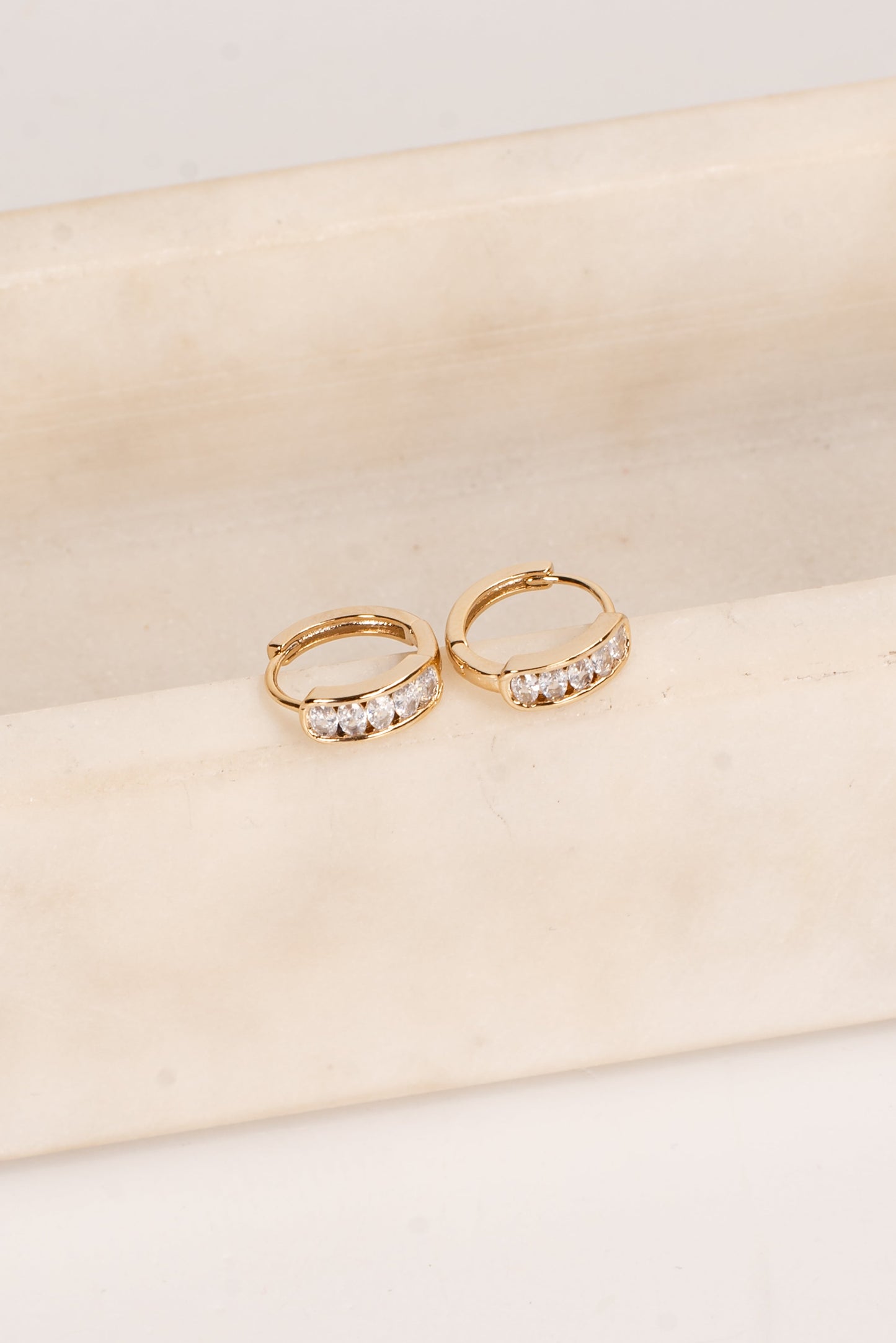 Joanna Gold Rhinestone Mini Hoop Earrings
