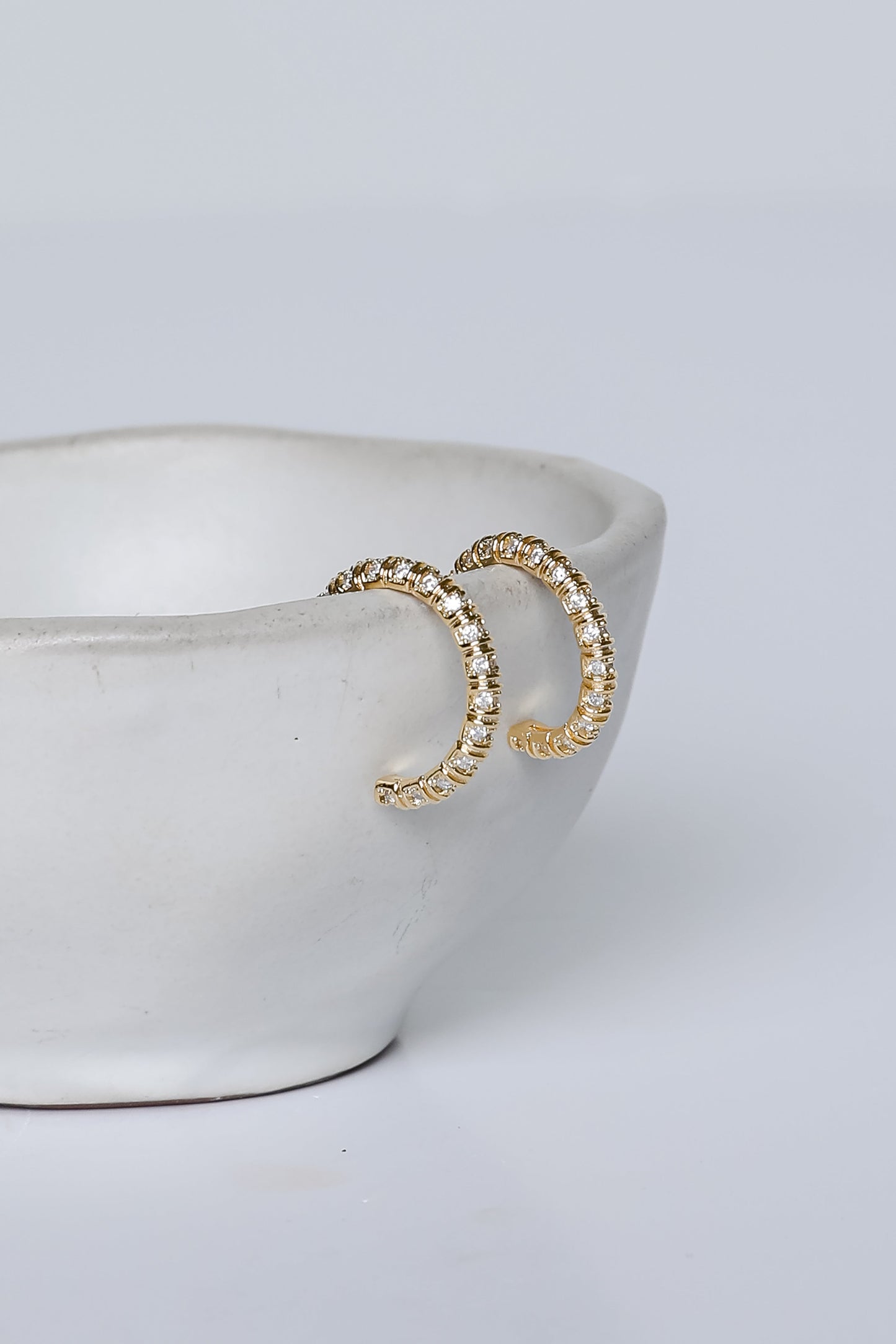 Isla Gold Rhinestone Mini Hoop Earrings