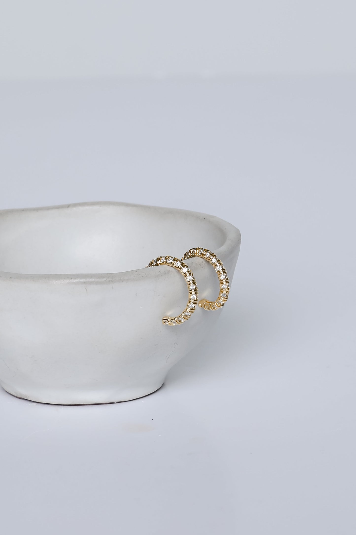 Isla Gold Rhinestone Mini Hoop Earrings