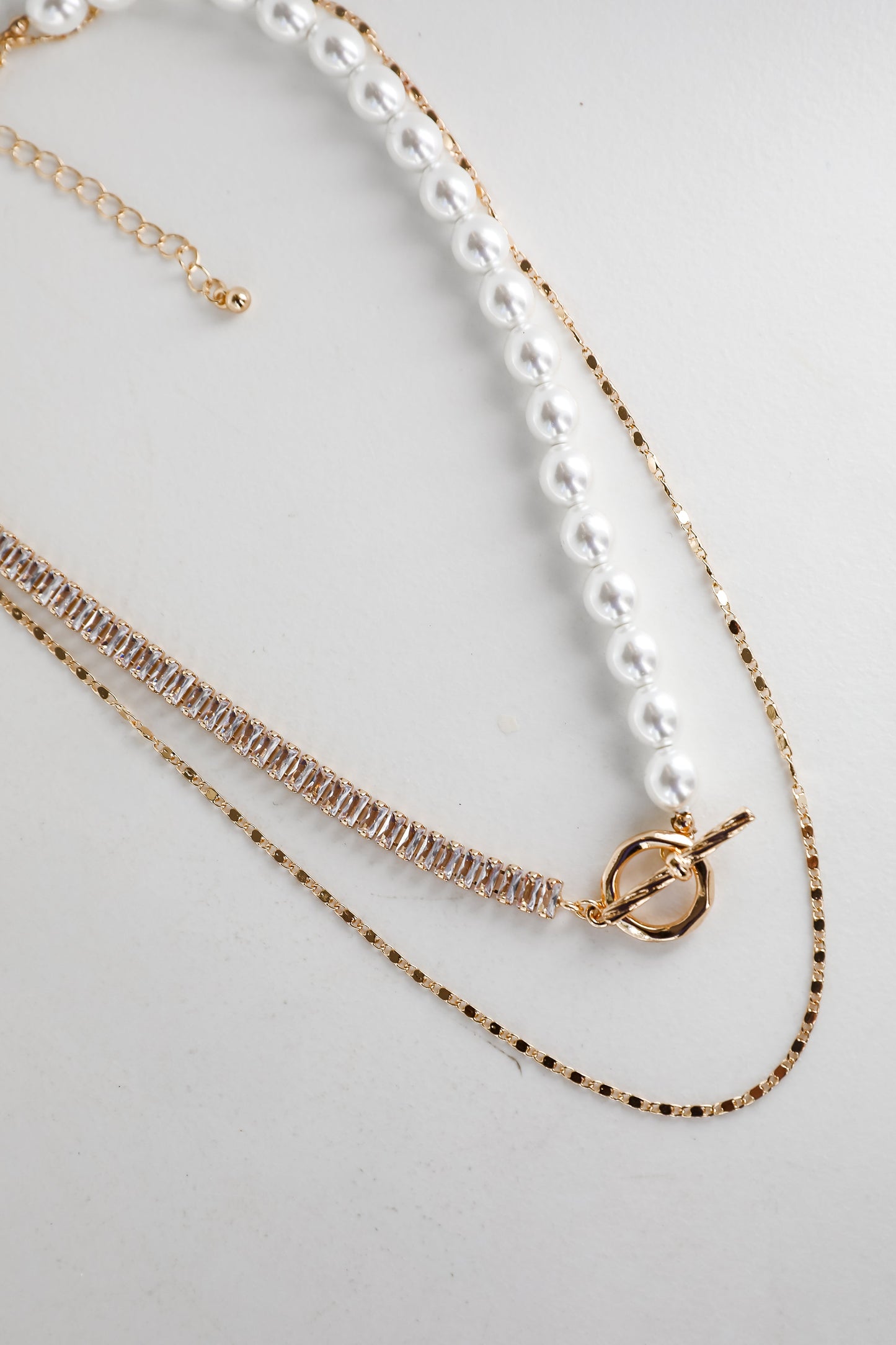 FINAL SALE - Stella Gold Rhinestone Pearl Layered Necklace