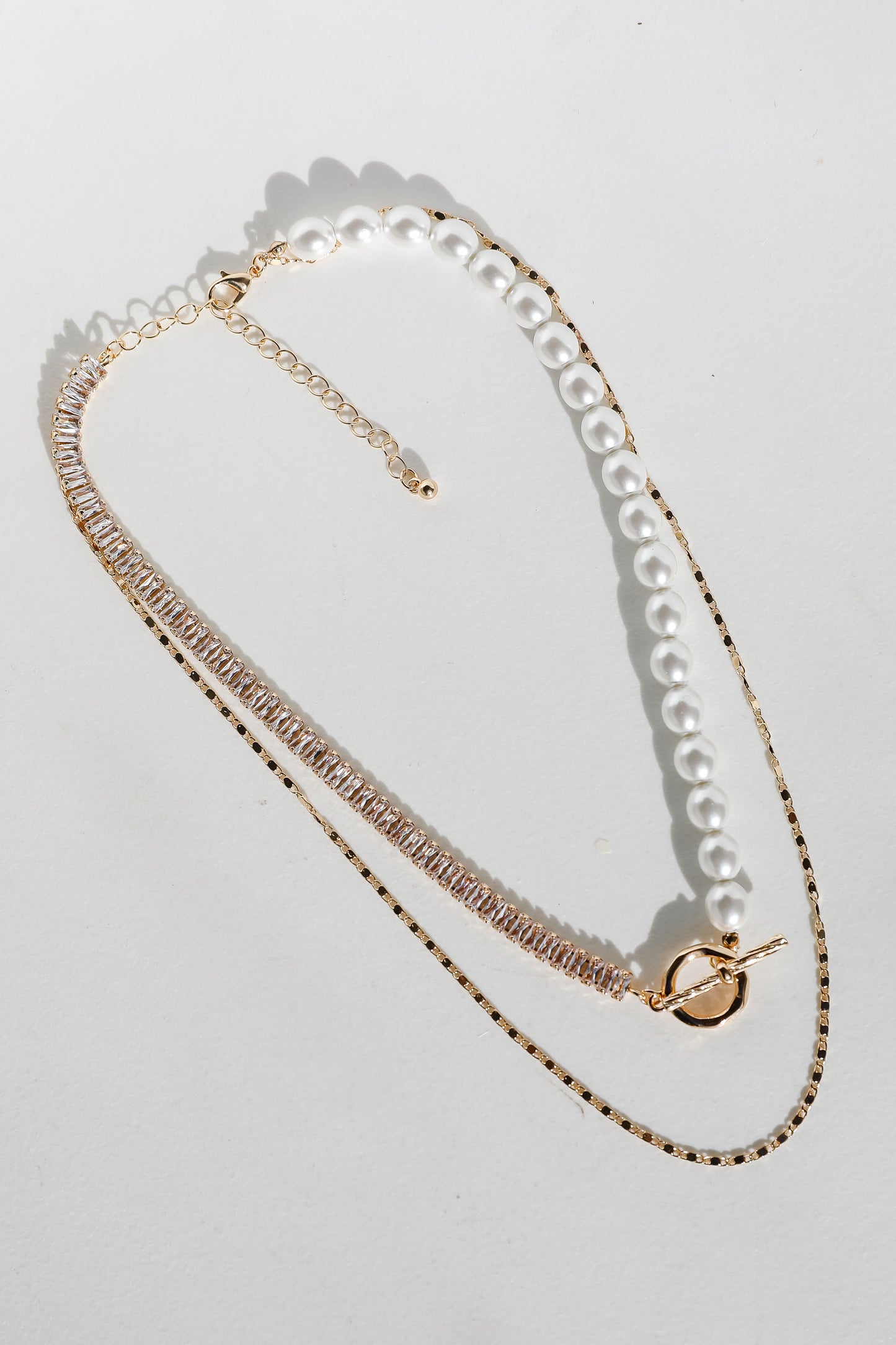 FINAL SALE - Stella Gold Rhinestone Pearl Layered Necklace