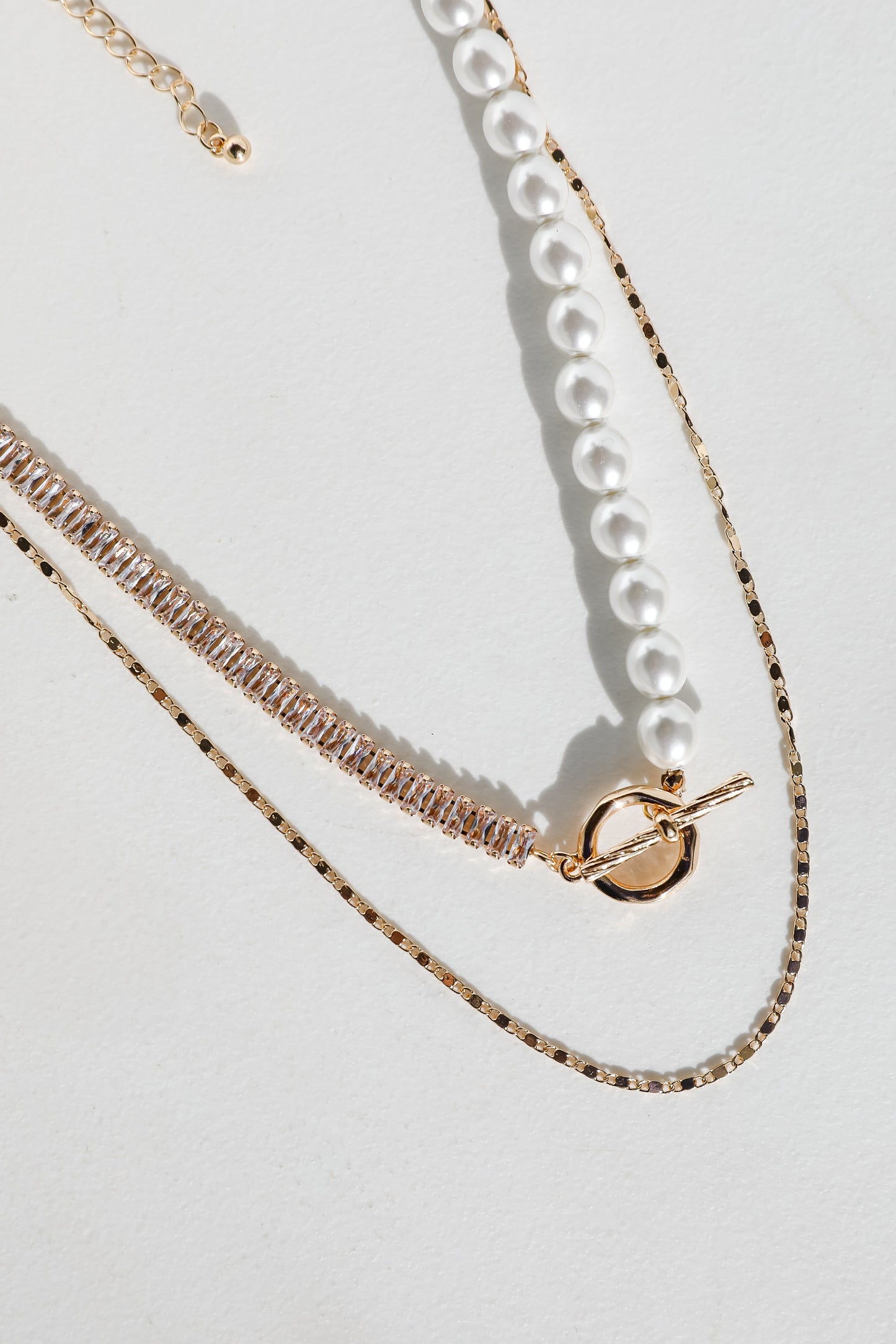 FINAL SALE - Stella Gold Rhinestone Pearl Layered Necklace