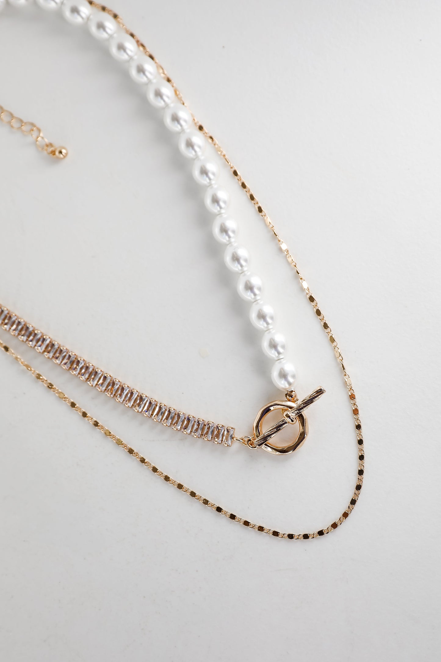 FINAL SALE - Stella Gold Rhinestone Pearl Layered Necklace