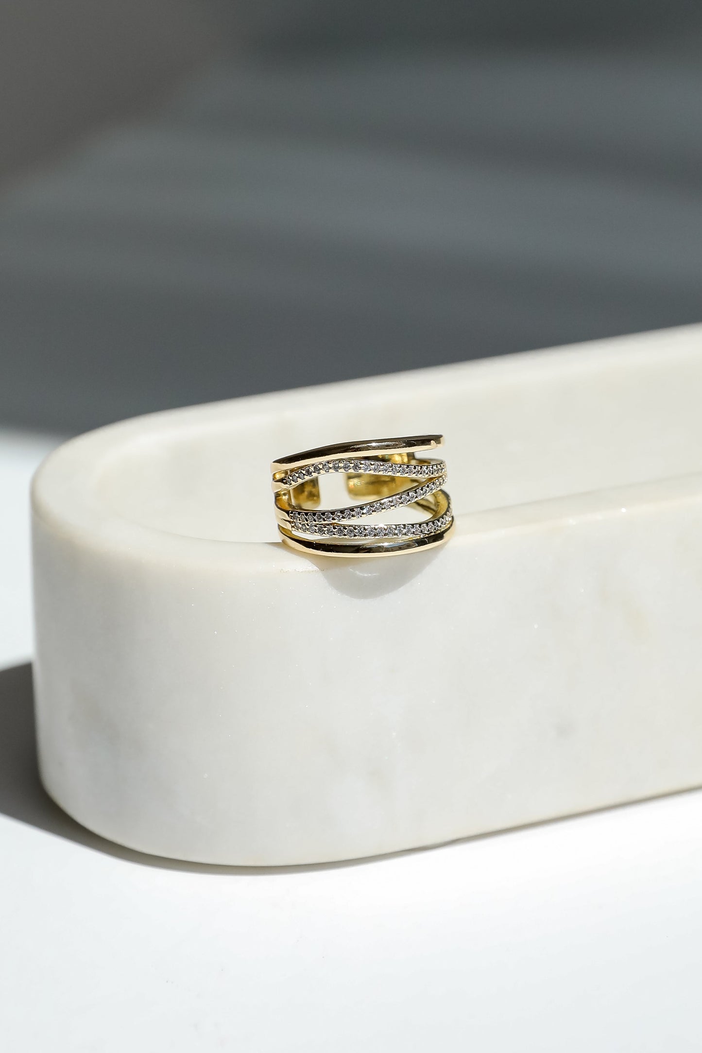 Kelsey Gold Rhinestone Ring