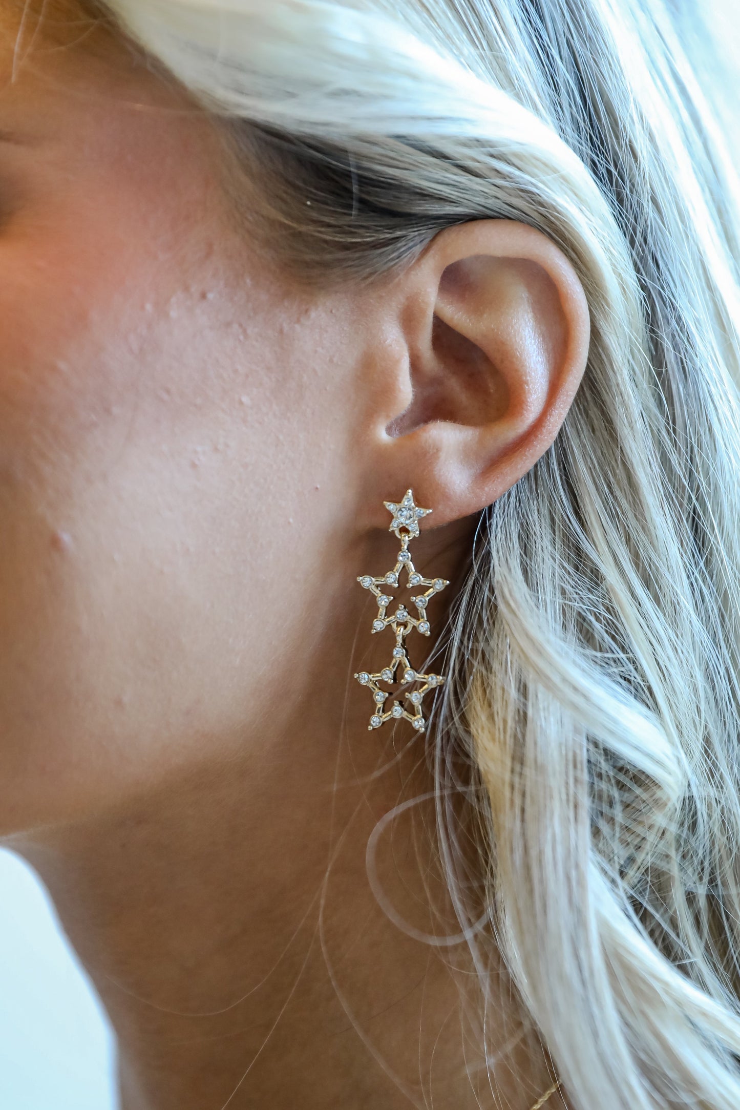 FINAL SALE - Rachel Gold Rhinestone Star Drop Earrings