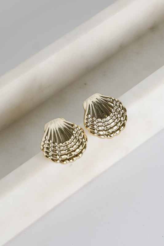 FINAL SALE - Meredith Gold Seashell Stud Earrings