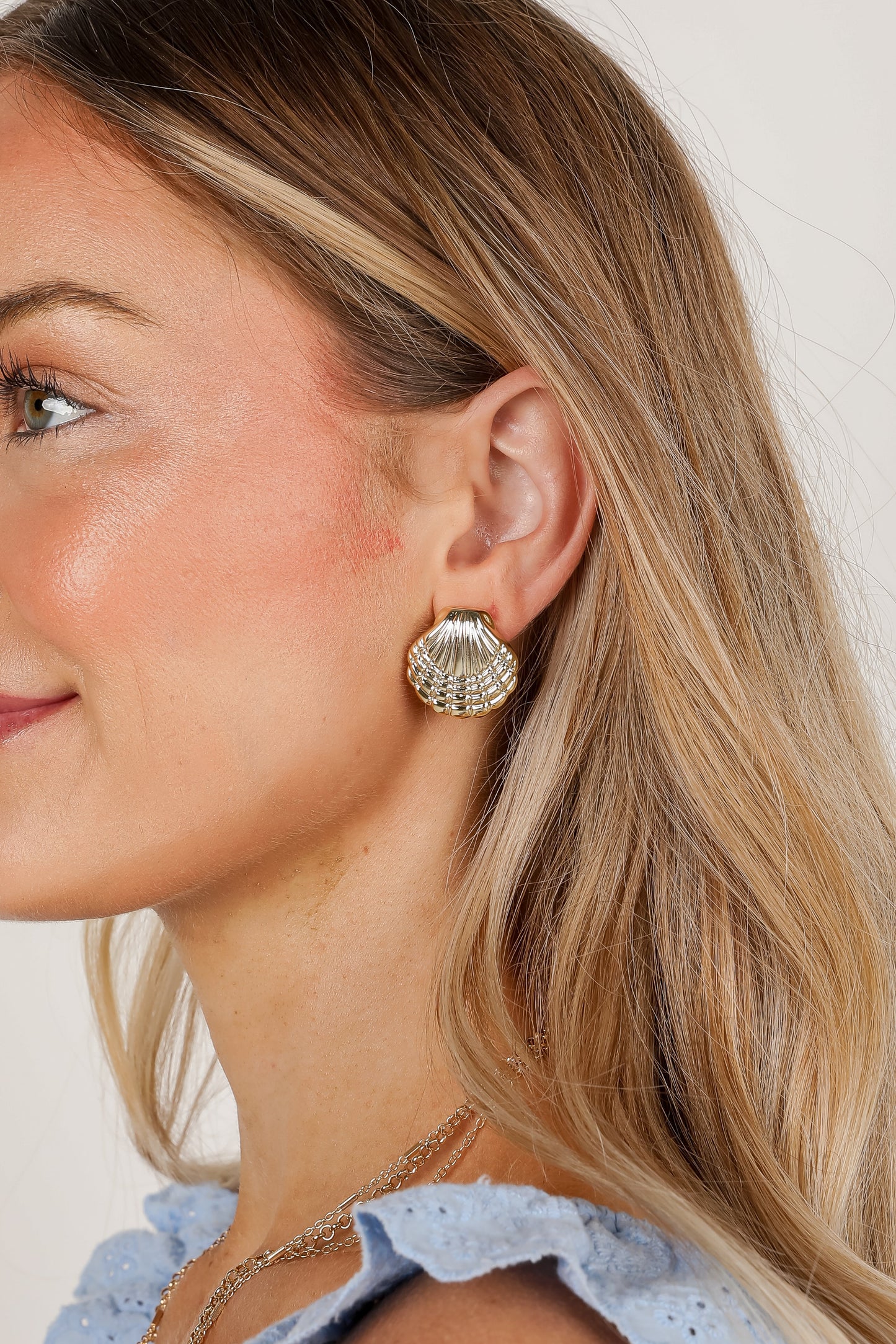 FINAL SALE - Meredith Gold Seashell Stud Earrings