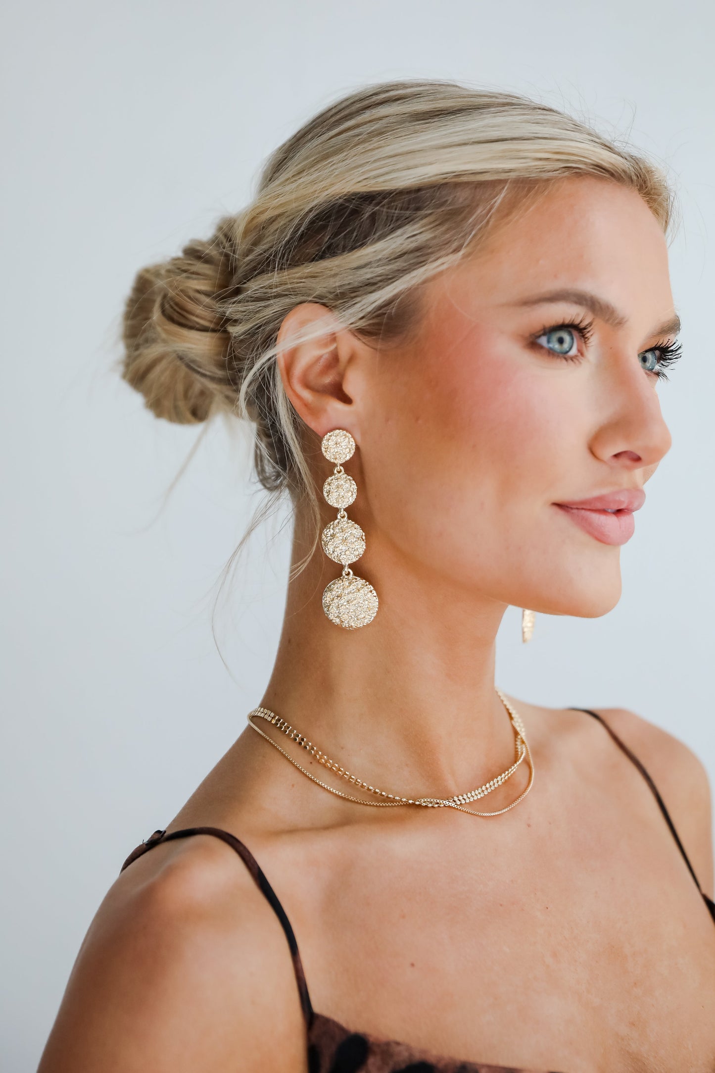 Sarah Gold Textured Drop Earrings