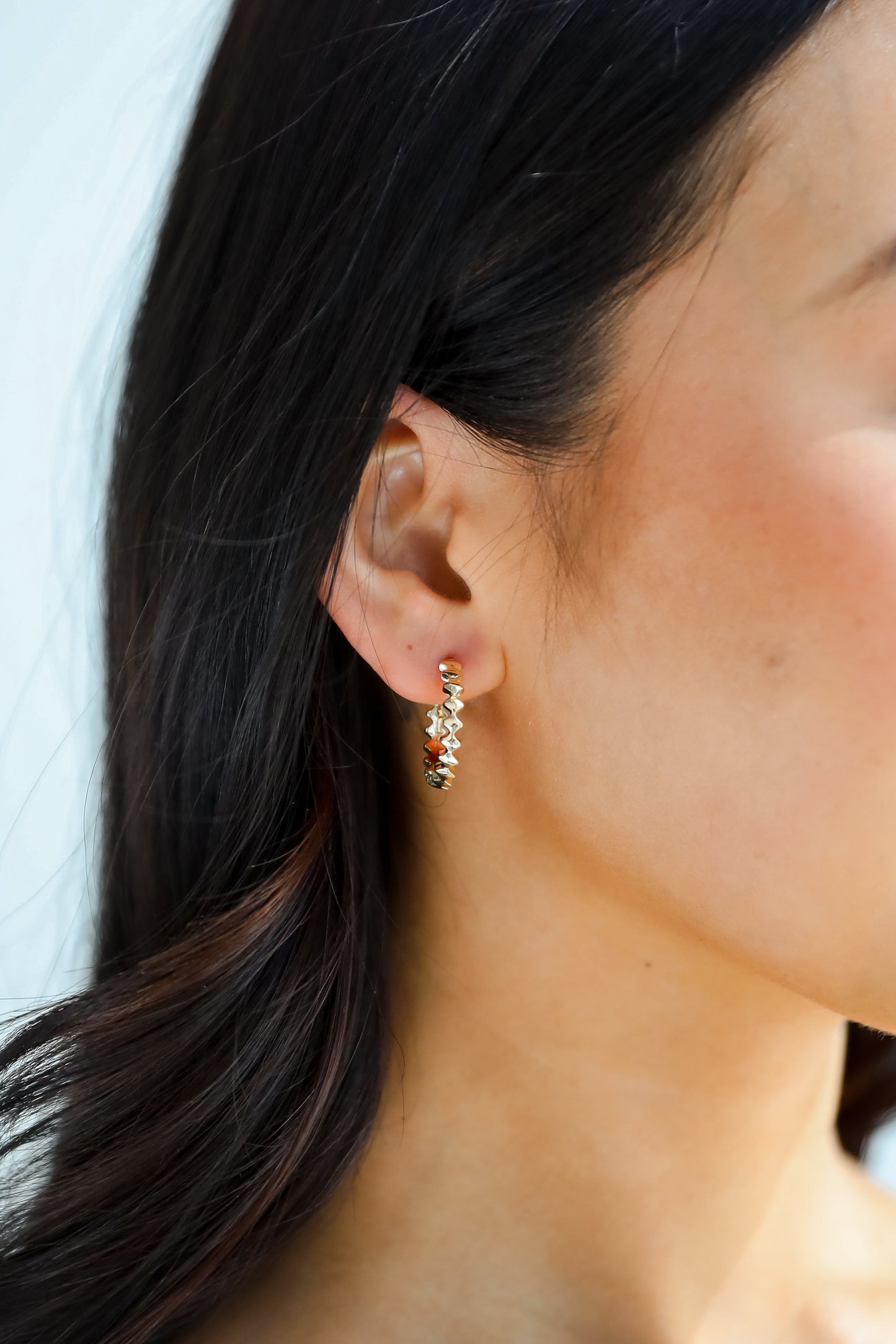 Elizabeth Gold Textured Hoop Earrings