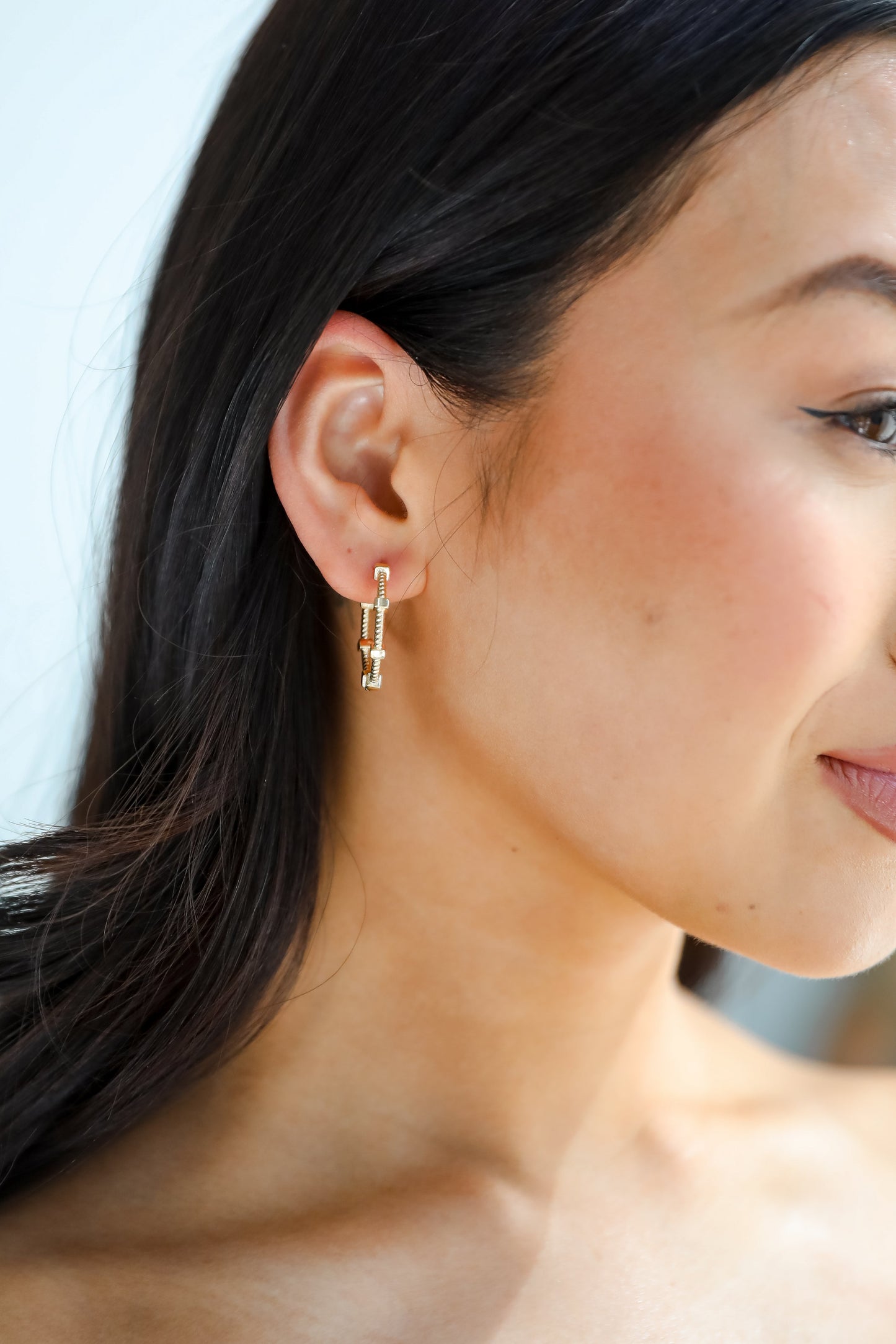 Penelope Gold Textured Hoop Earrings