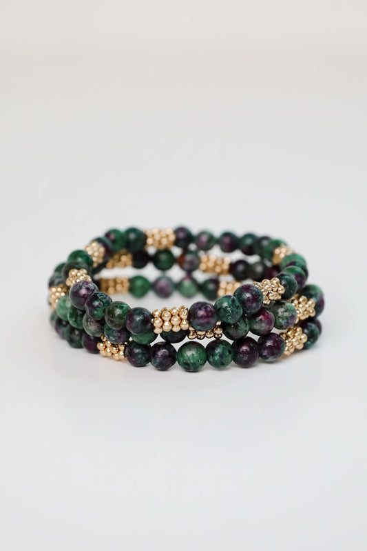 FINAL SALE - Samantha Green Beaded Bracelet Set