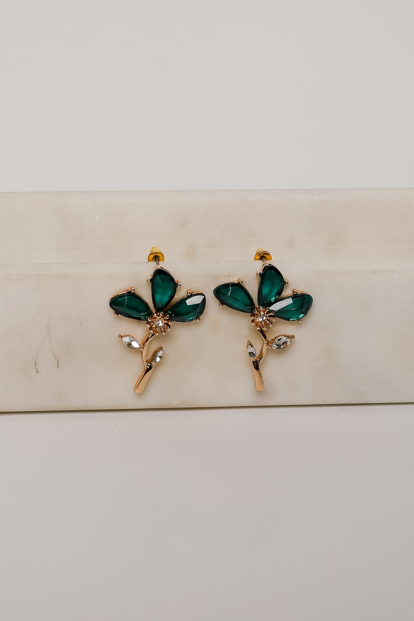 FINAL SALE - Carmen Green Gemstone Flower Earrings