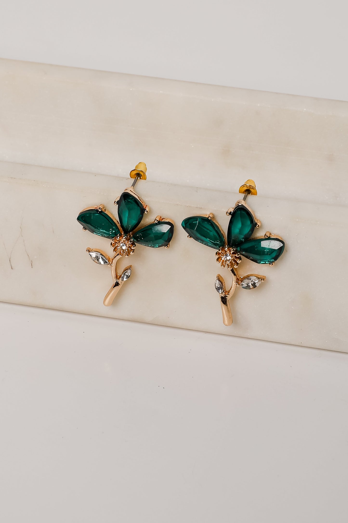 FINAL SALE - Carmen Green Gemstone Flower Earrings