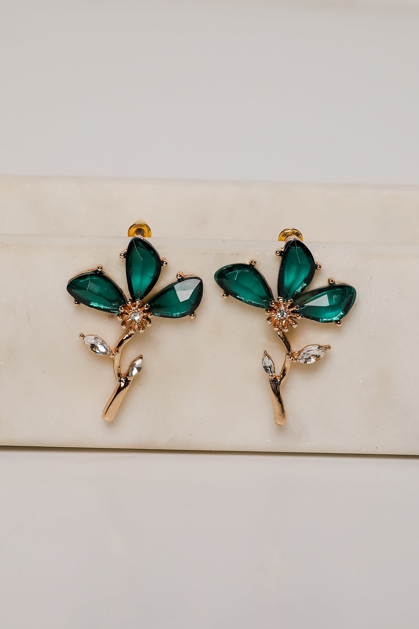 FINAL SALE - Carmen Green Gemstone Flower Earrings