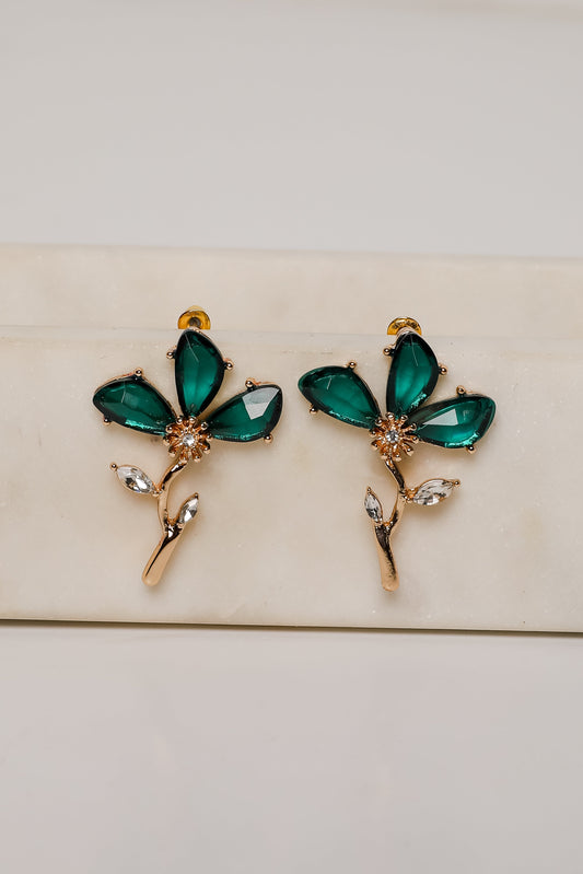 FINAL SALE - Carmen Green Gemstone Flower Earrings