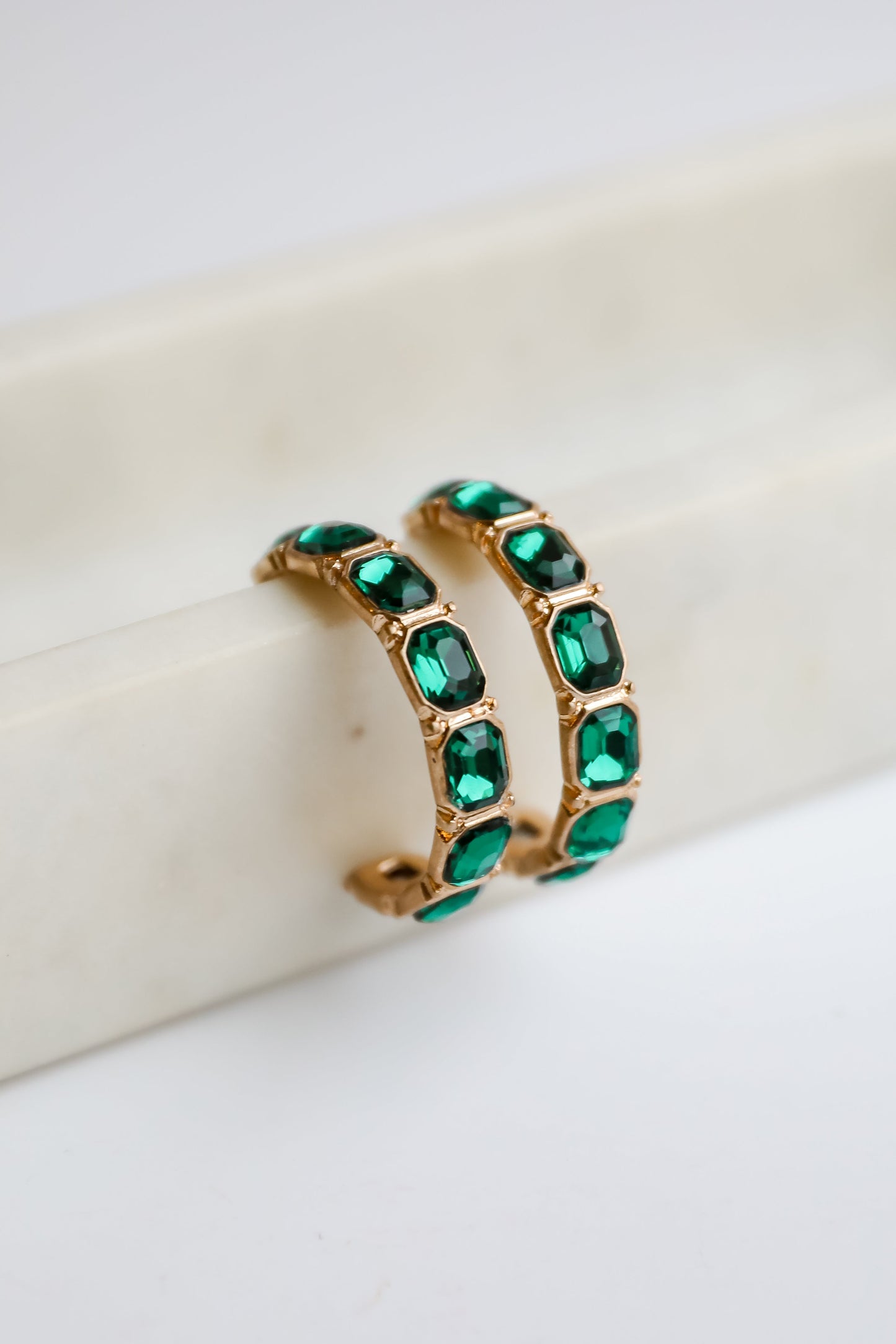 FINAL SALE - Marlee Green Gemstone Hoop Earrings