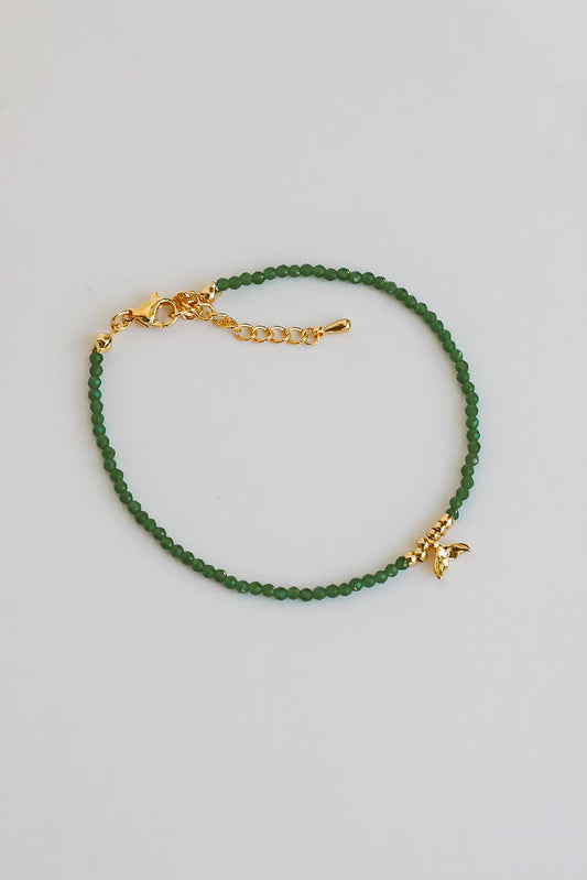 FINAL SALE - Gemma Green Tail Beaded Bracelet